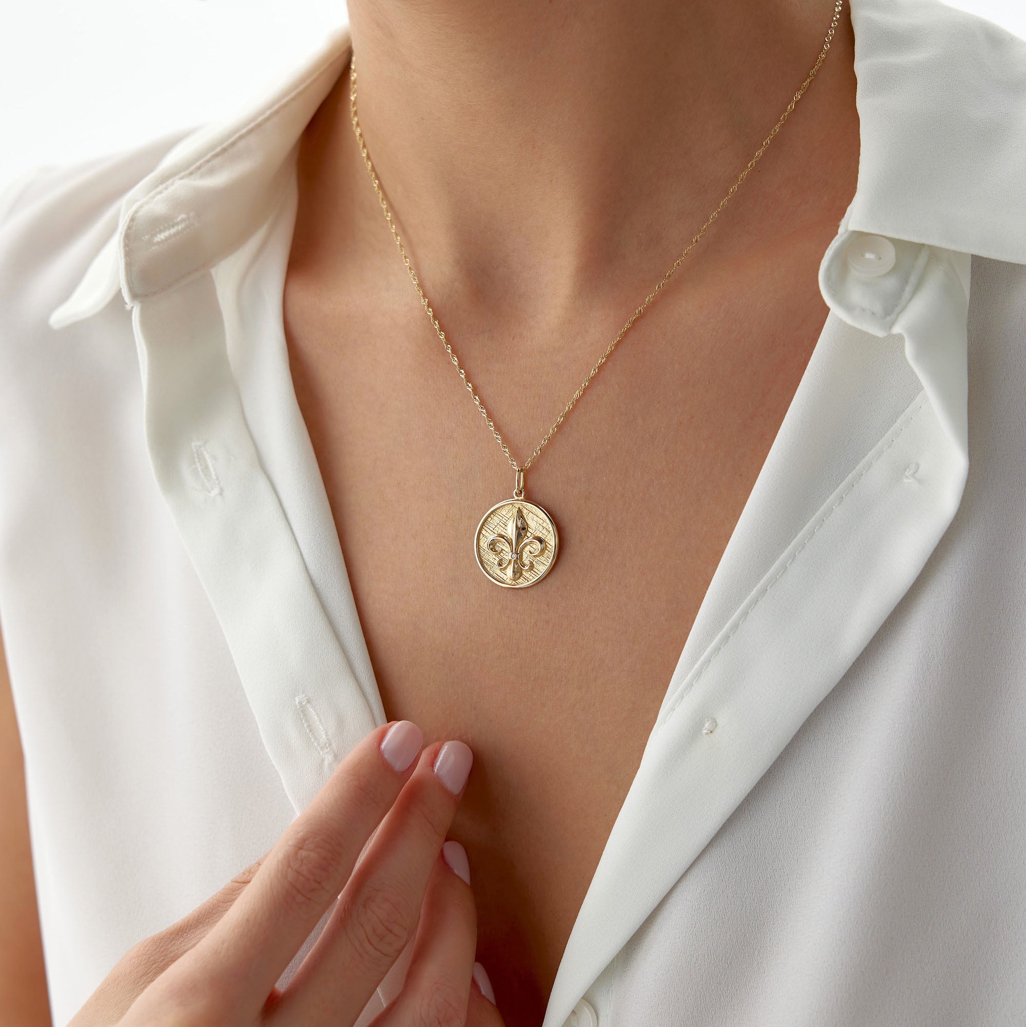 Diamond Fleur De Lis Medallion