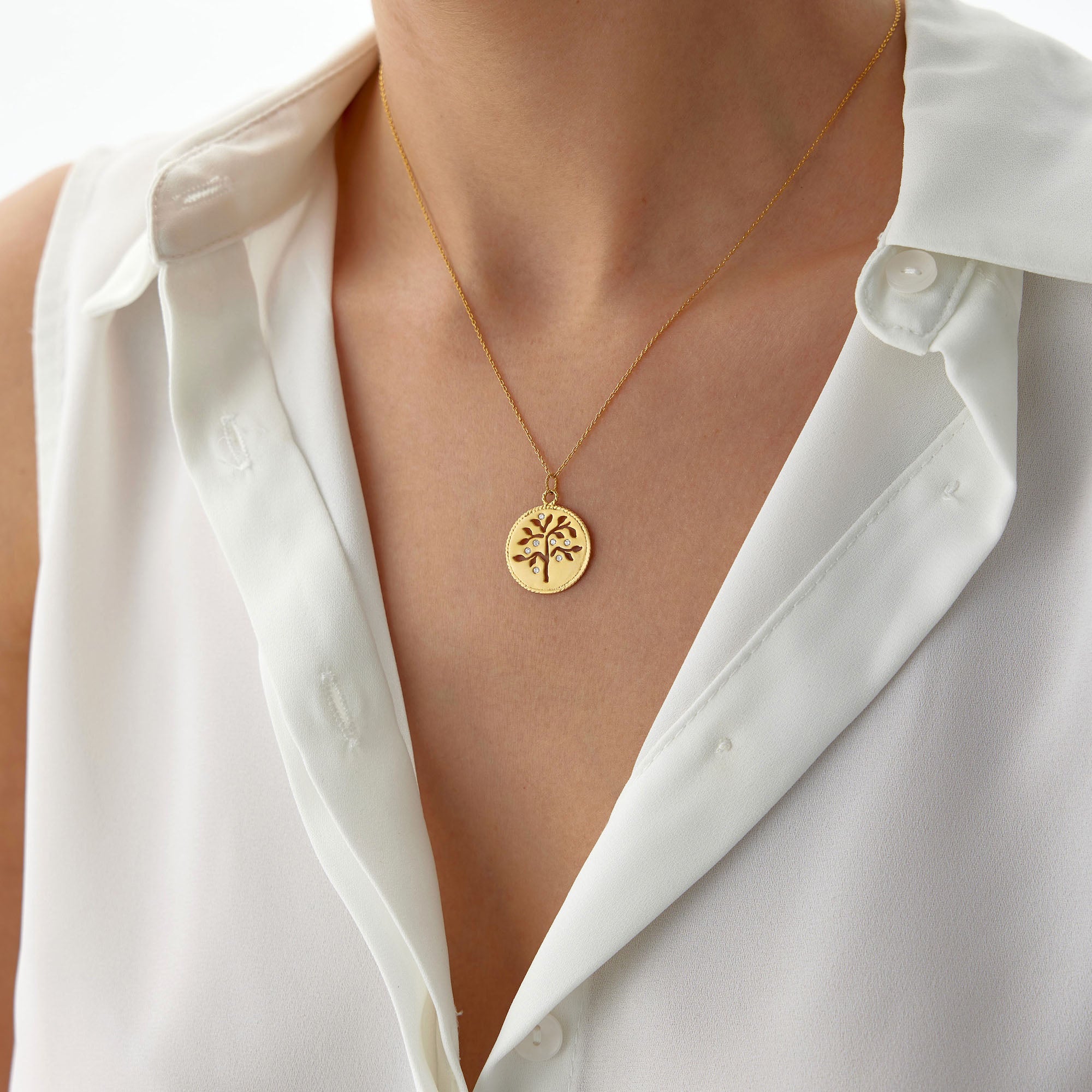 Diamond Antique Tree Of Life Necklace