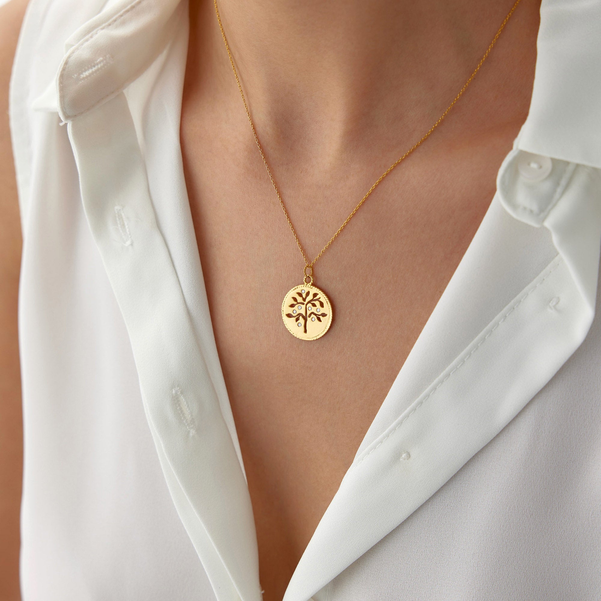 Diamond Antique Tree Of Life Necklace