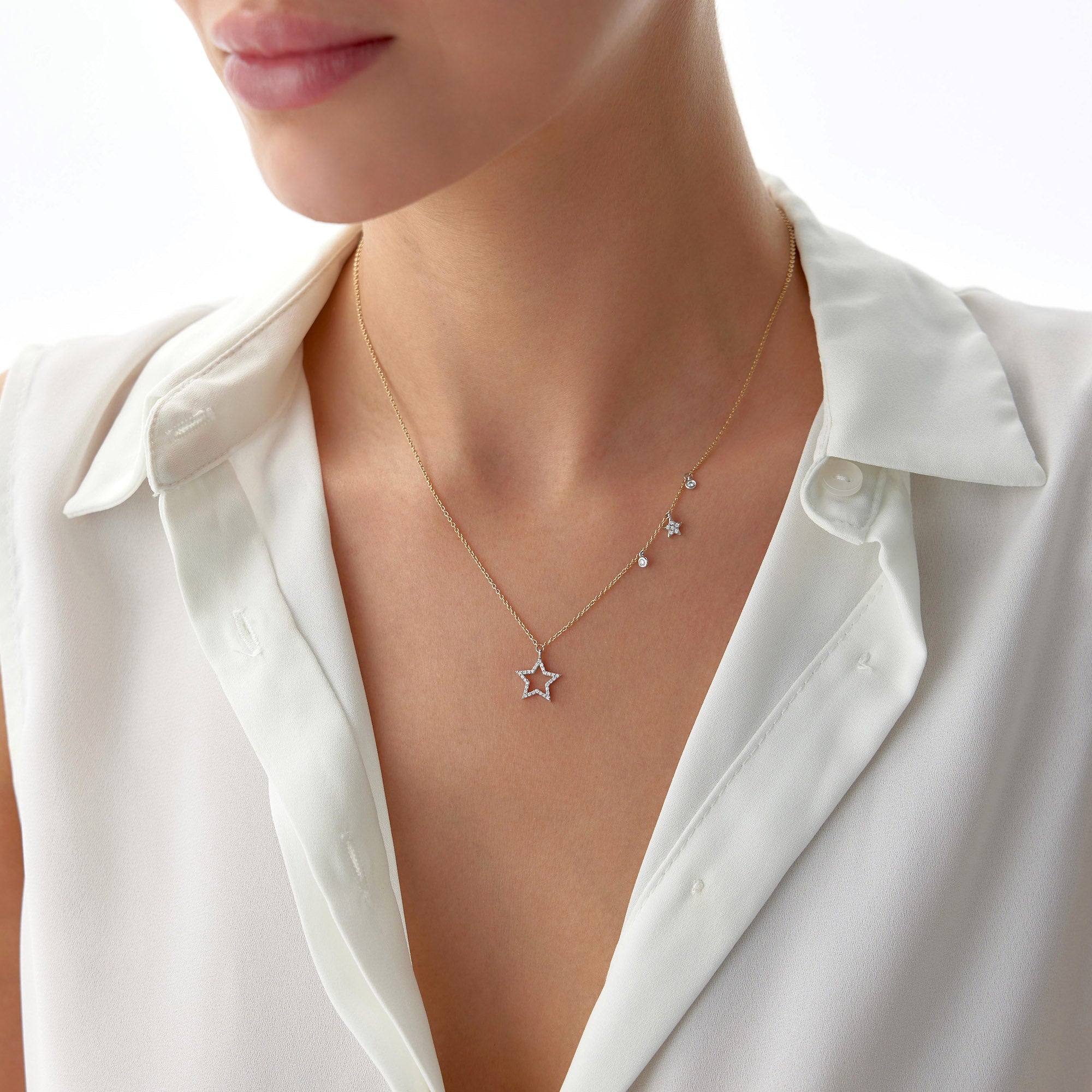 Asymmetric Diamond Star Necklace