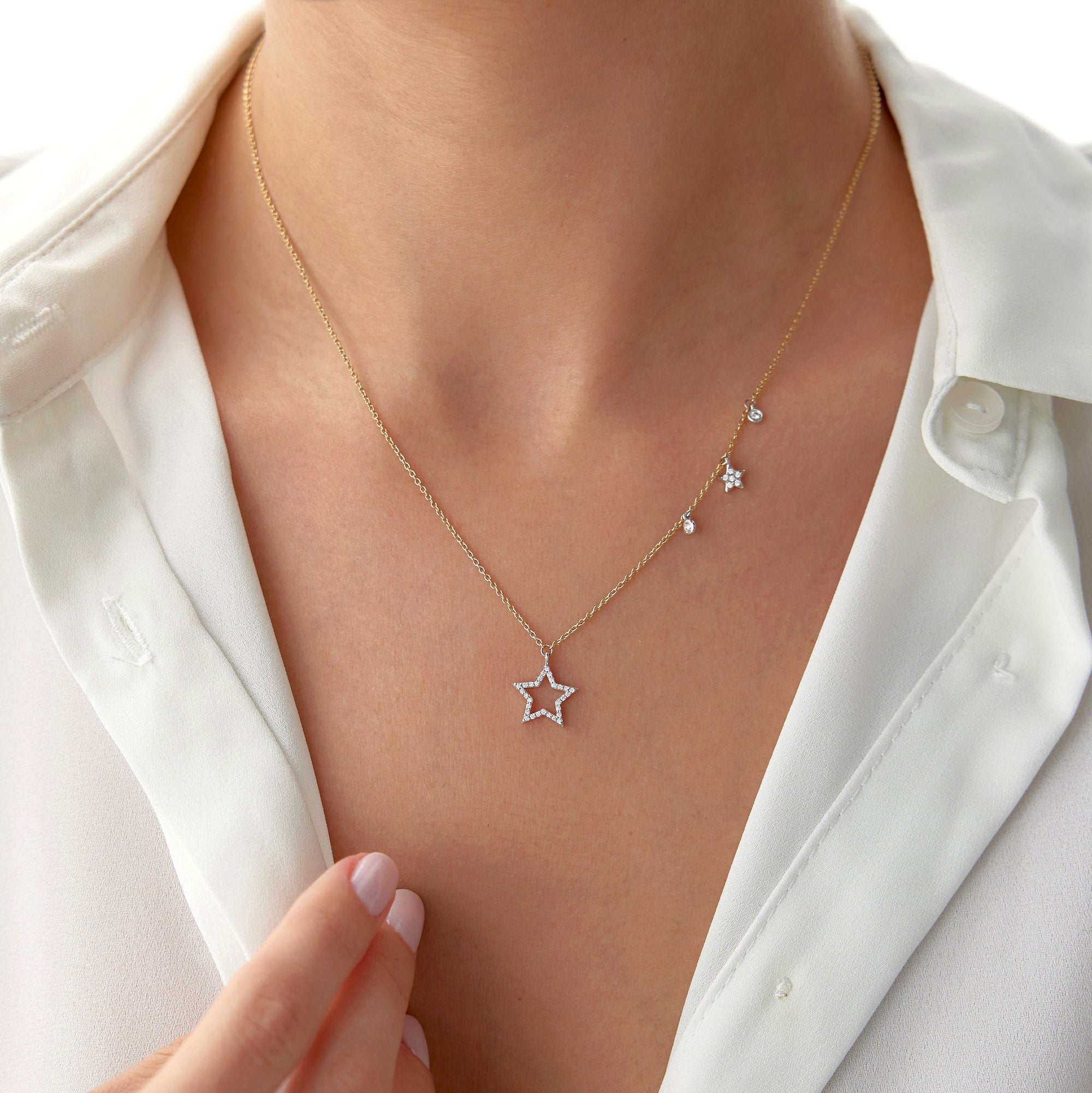 Asymmetric Diamond Star Necklace