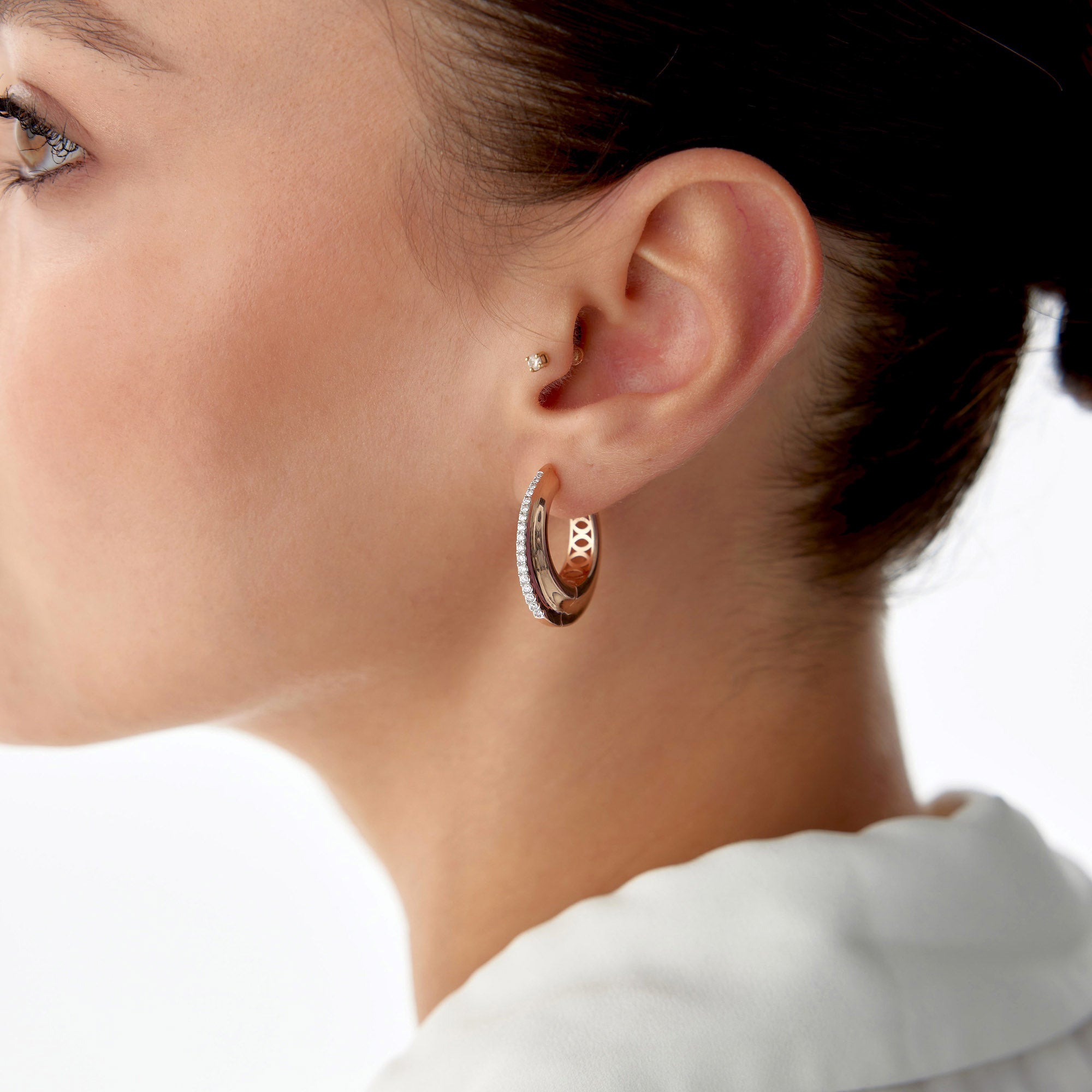 Diamond Bold Hoop Earrings Available in 14K and 18K Gold