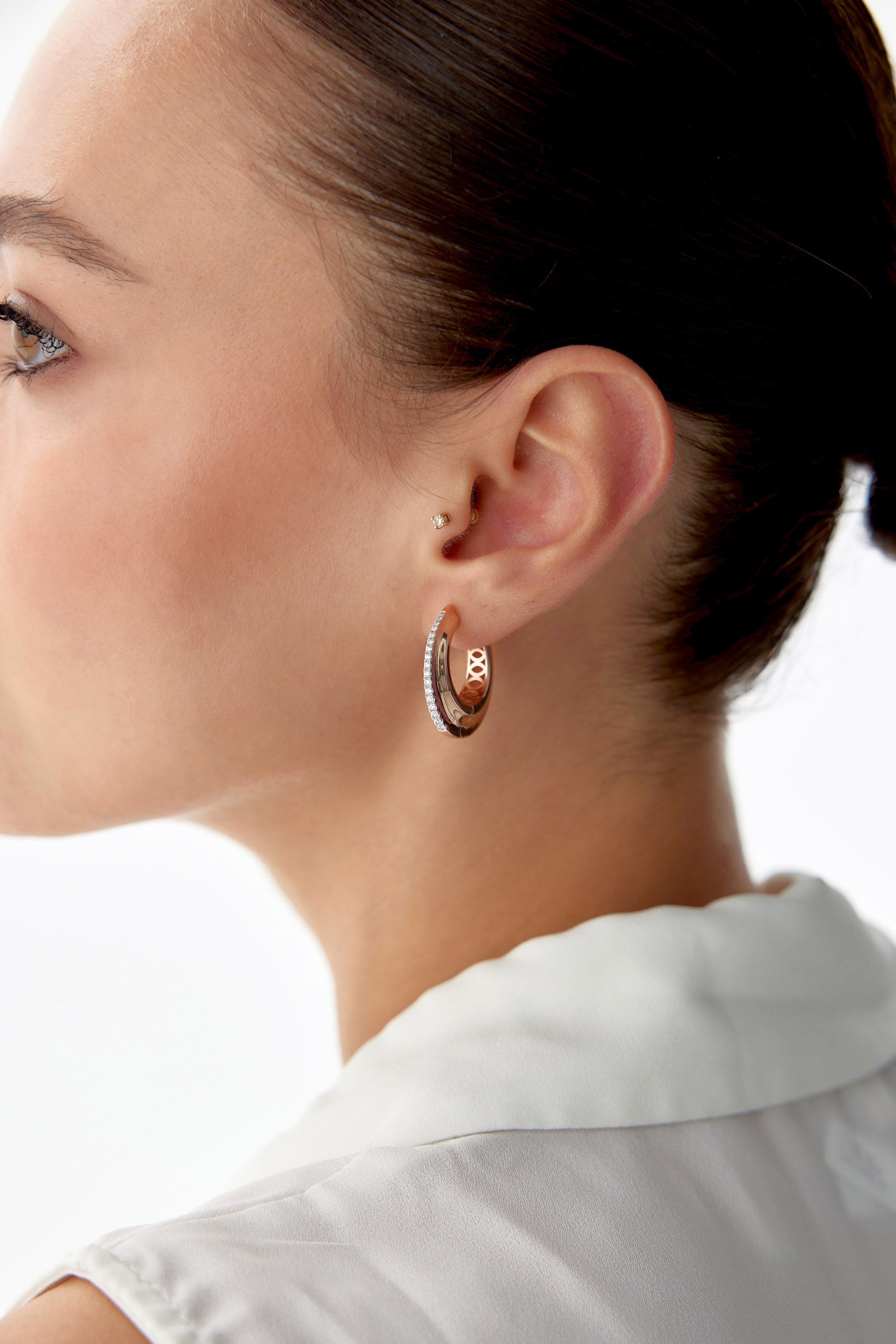 Diamond Bold Hoop Earrings Available in 14K and 18K Gold