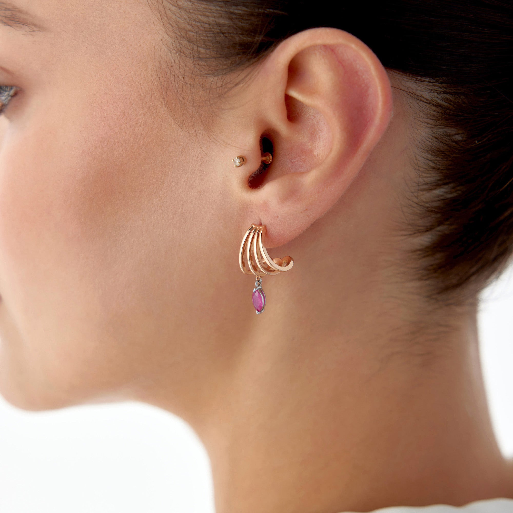 Marquise Ruby Earrings Available in 14K and 18K Solid Gold