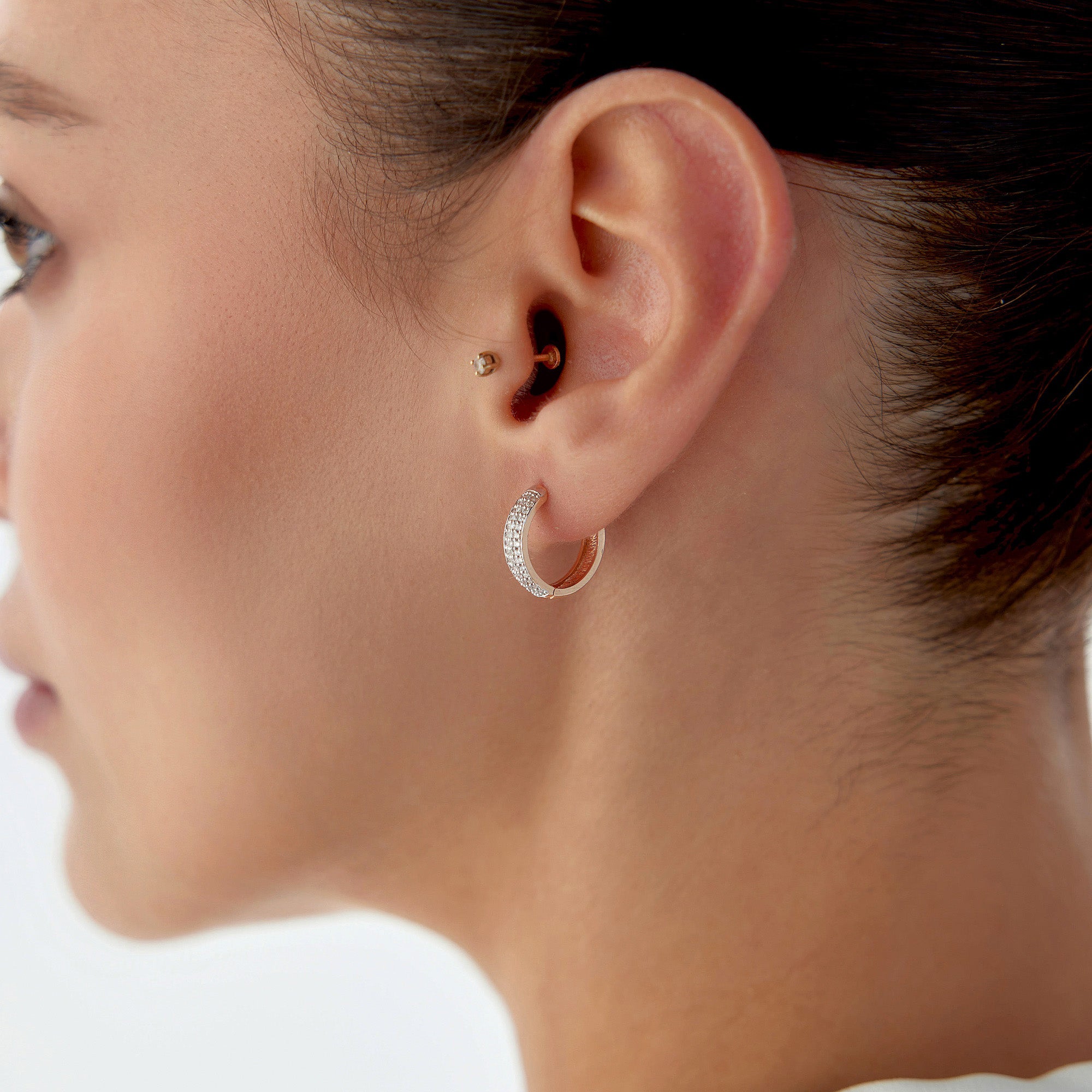 Diamond Bold Hoop Earrings Available in 14K and 18K Gold