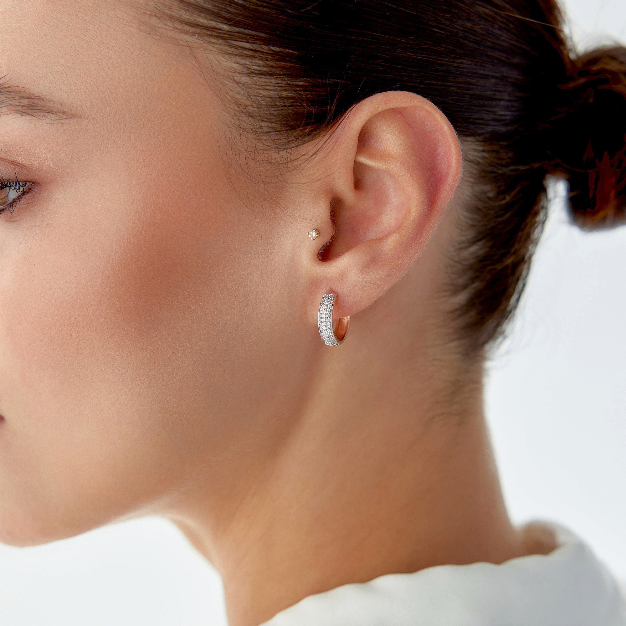 Diamond Bold Hoop Earrings Available in 14K and 18K Gold