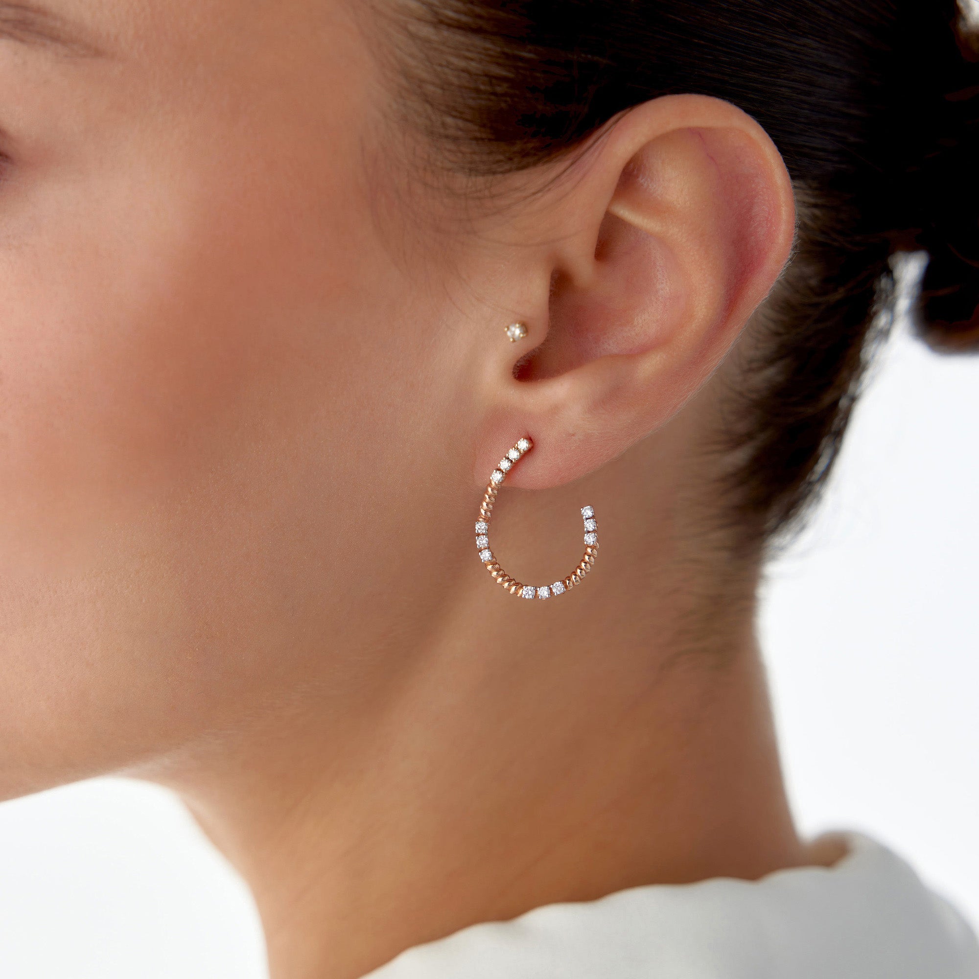 Up and Down Stud Earrings in 14K Gold