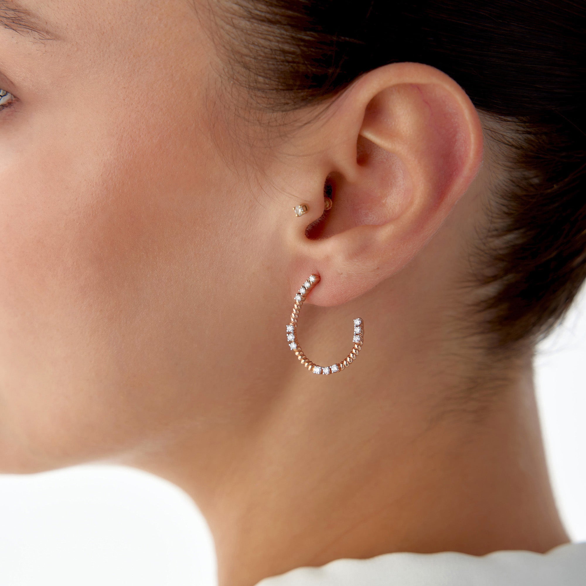 Up and Down Stud Earrings in 14K Gold