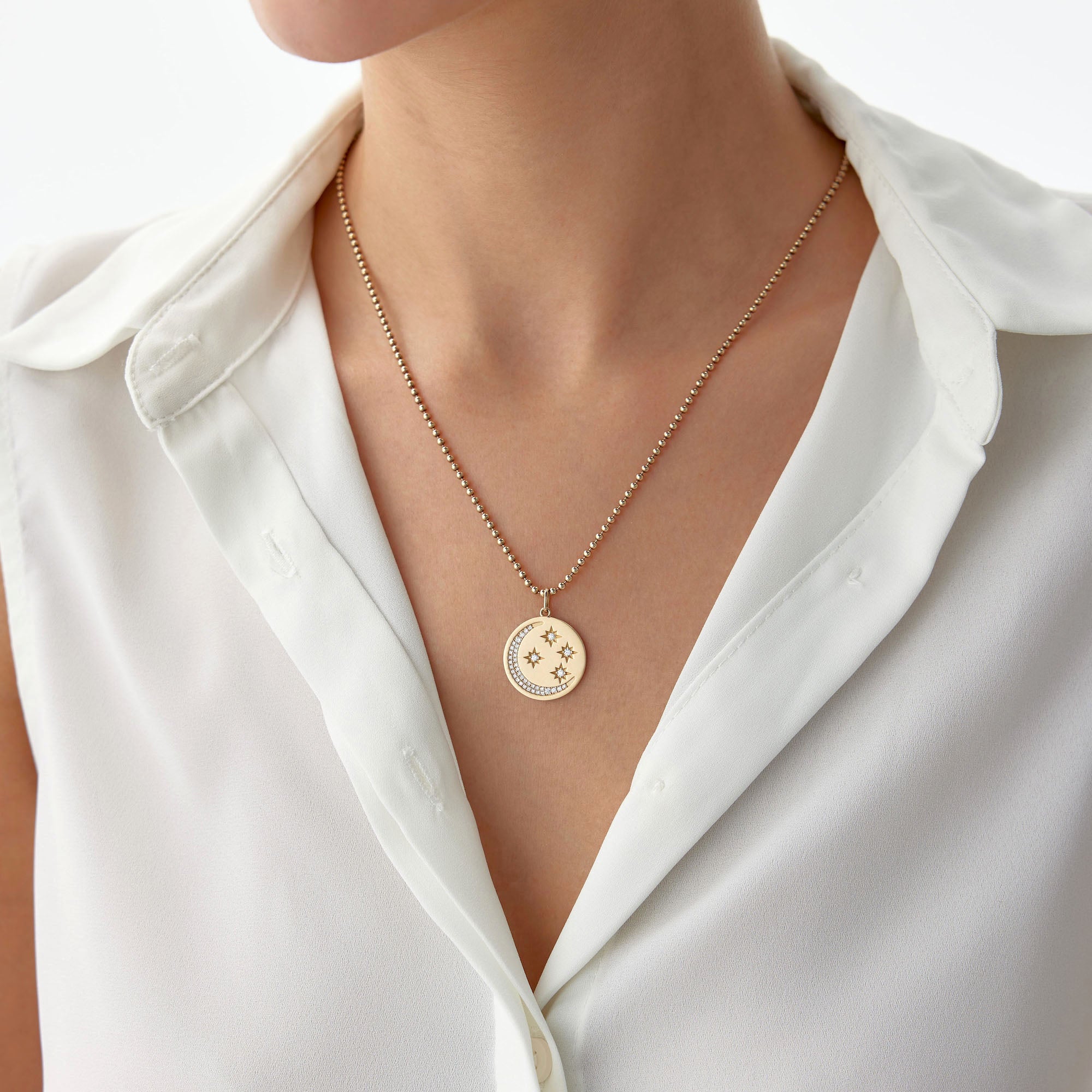 Diamond Crescent and Star Medallion Pendant