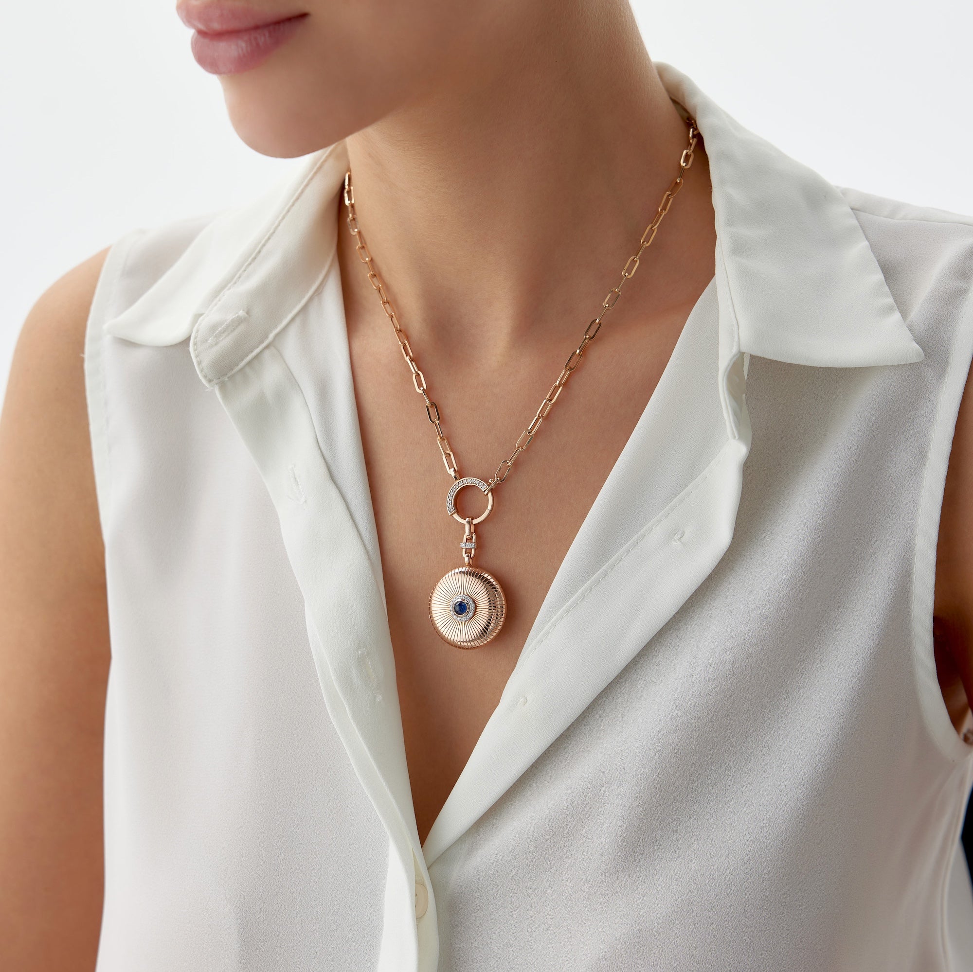 Blue Sapphire and Diamond Locket