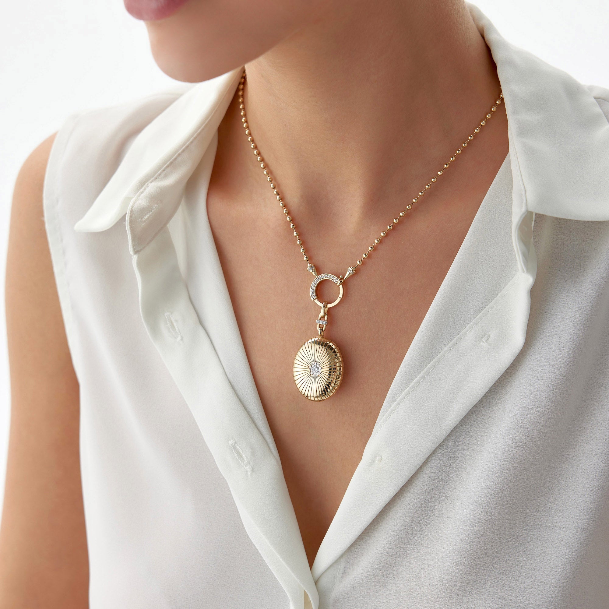 Diamond Star Locket Available in 14K and 18K Gold