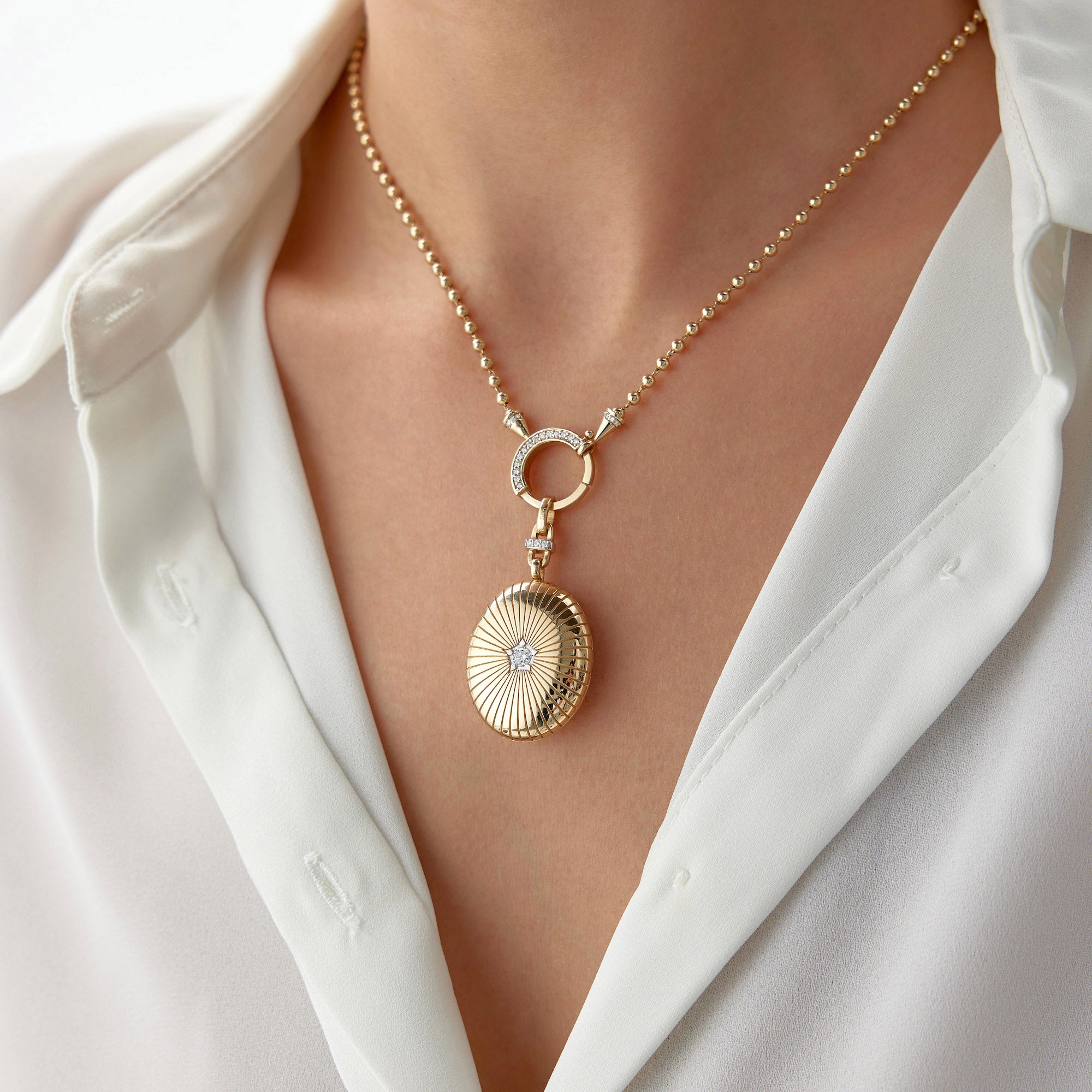 Diamond Star Locket Available in 14K and 18K Gold