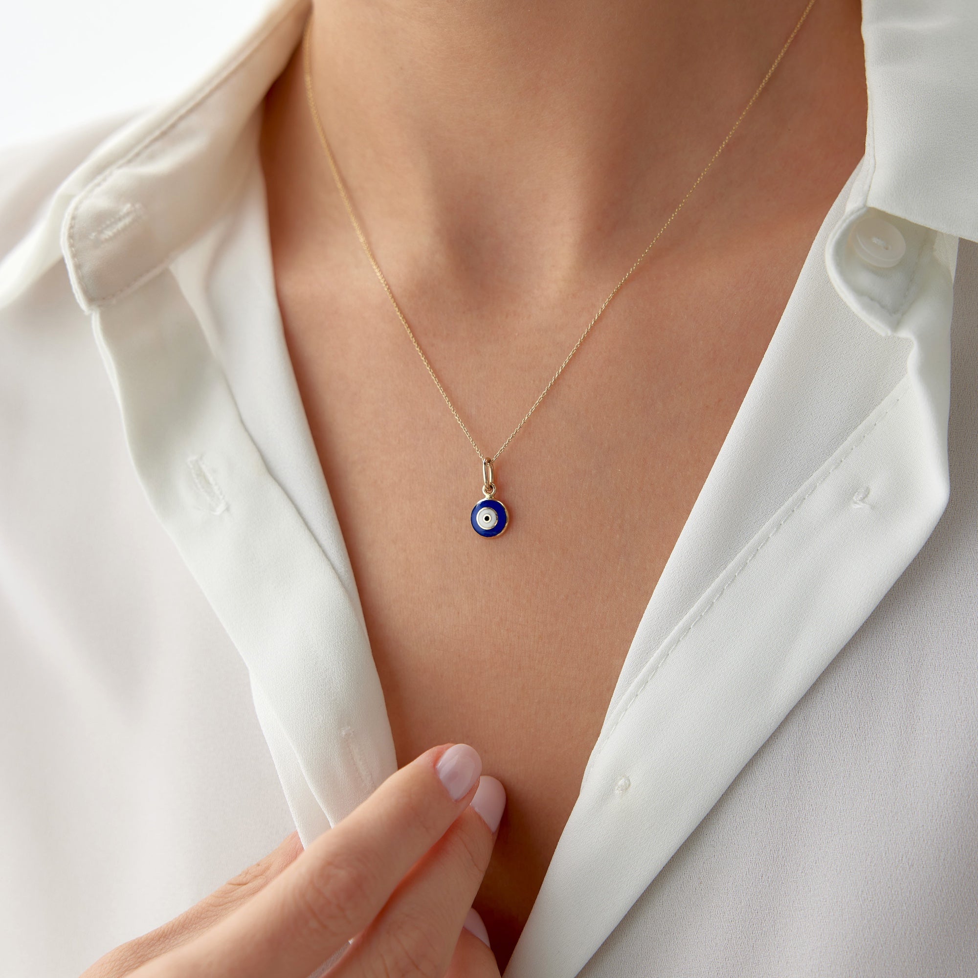 Tiny Navy Blue Evil Eye Necklace