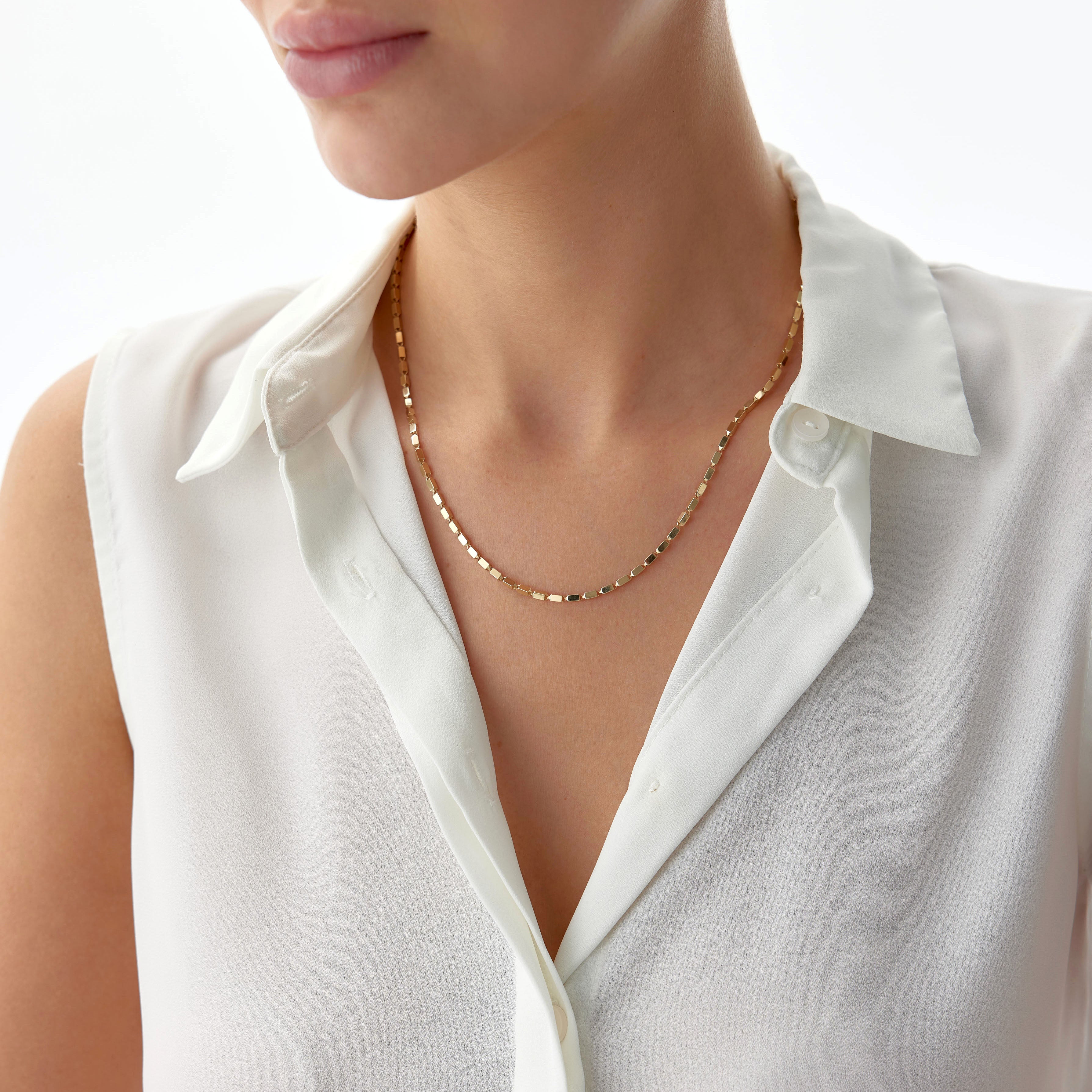 Rectangle Glitter Chain Necklace