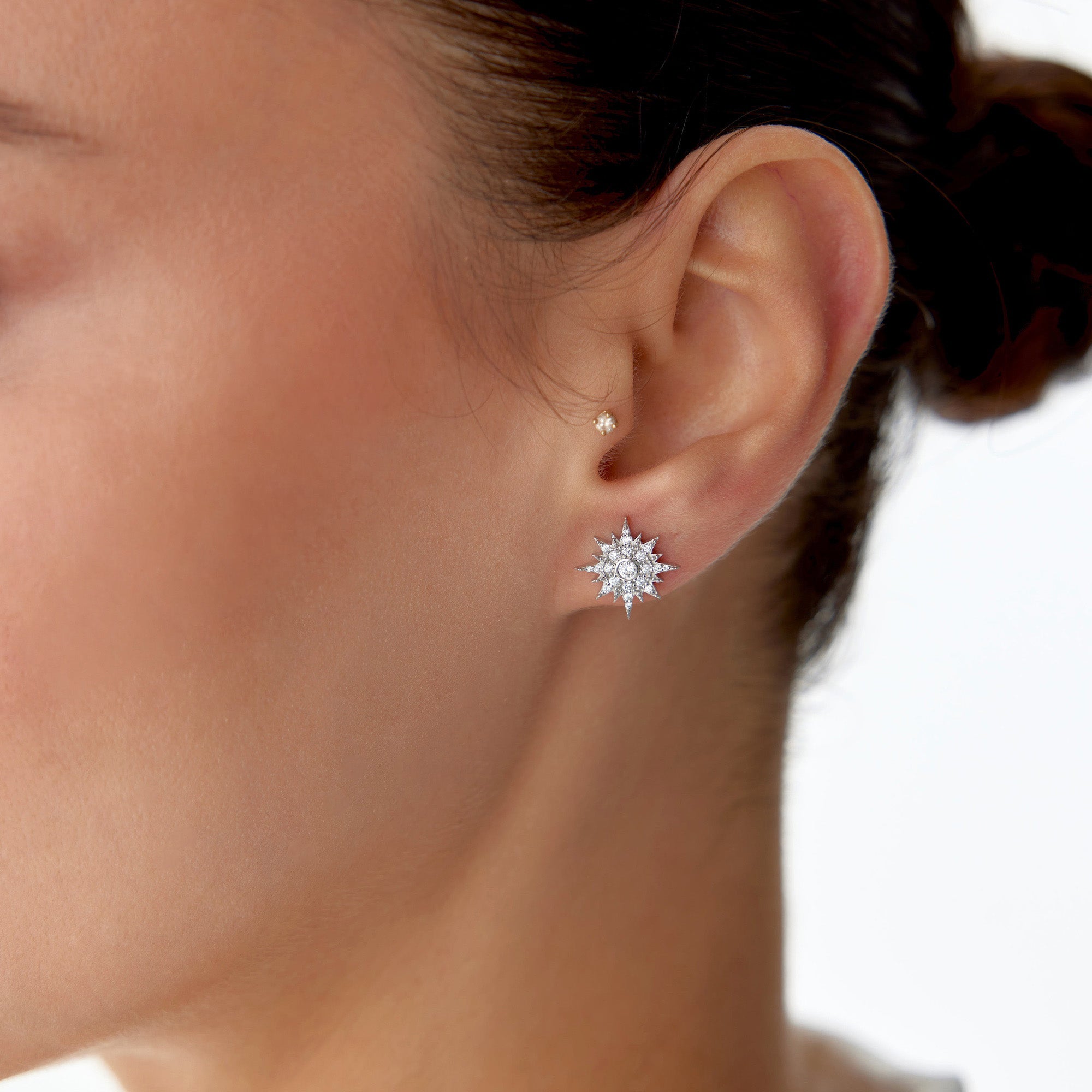 Diamond Starburst Earrings Available in 14K and 18K Gold