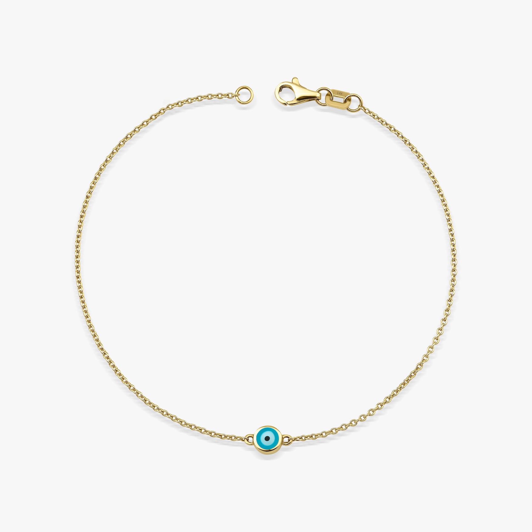 Ocean Blue Evil Eye Bracelet in 14K Gold