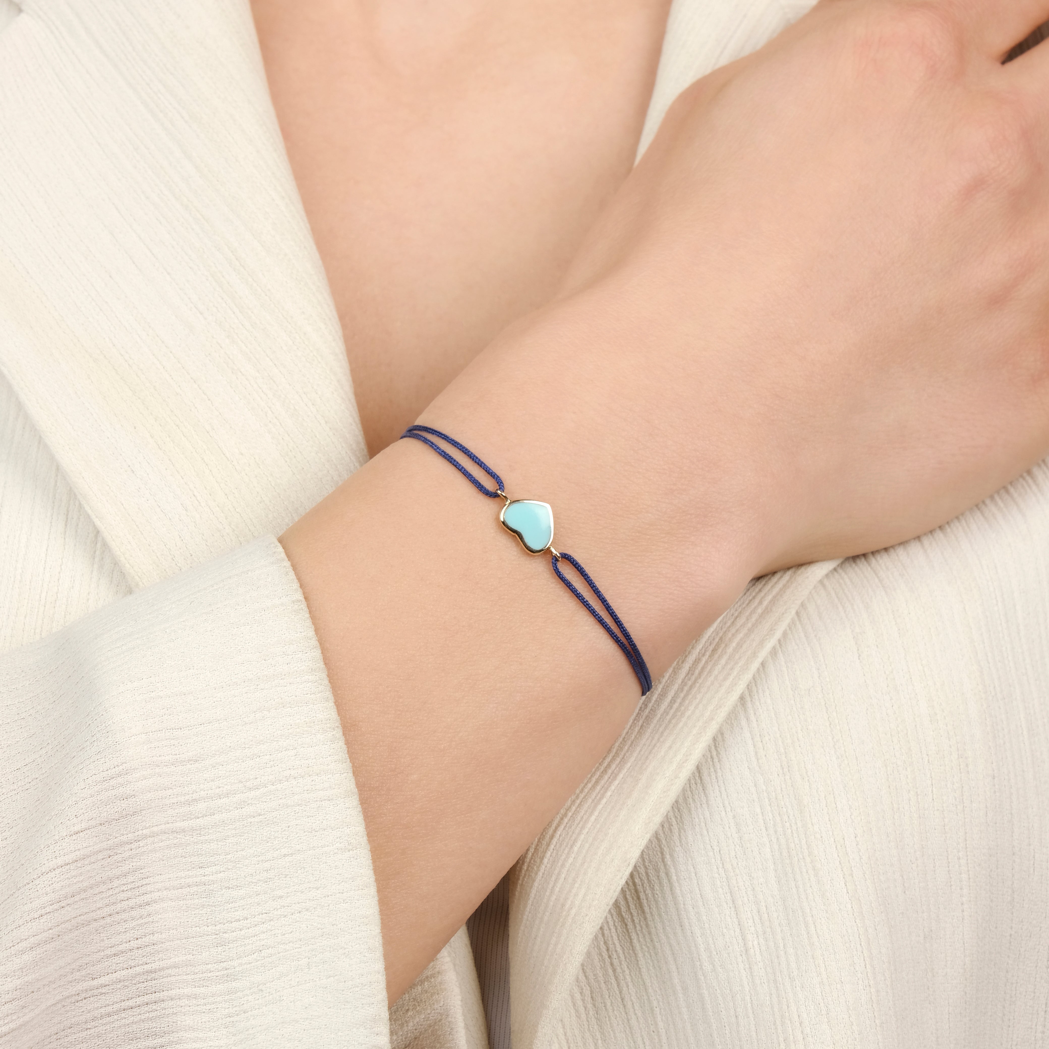 Turquoise Heart Bracelet in 14K Gold