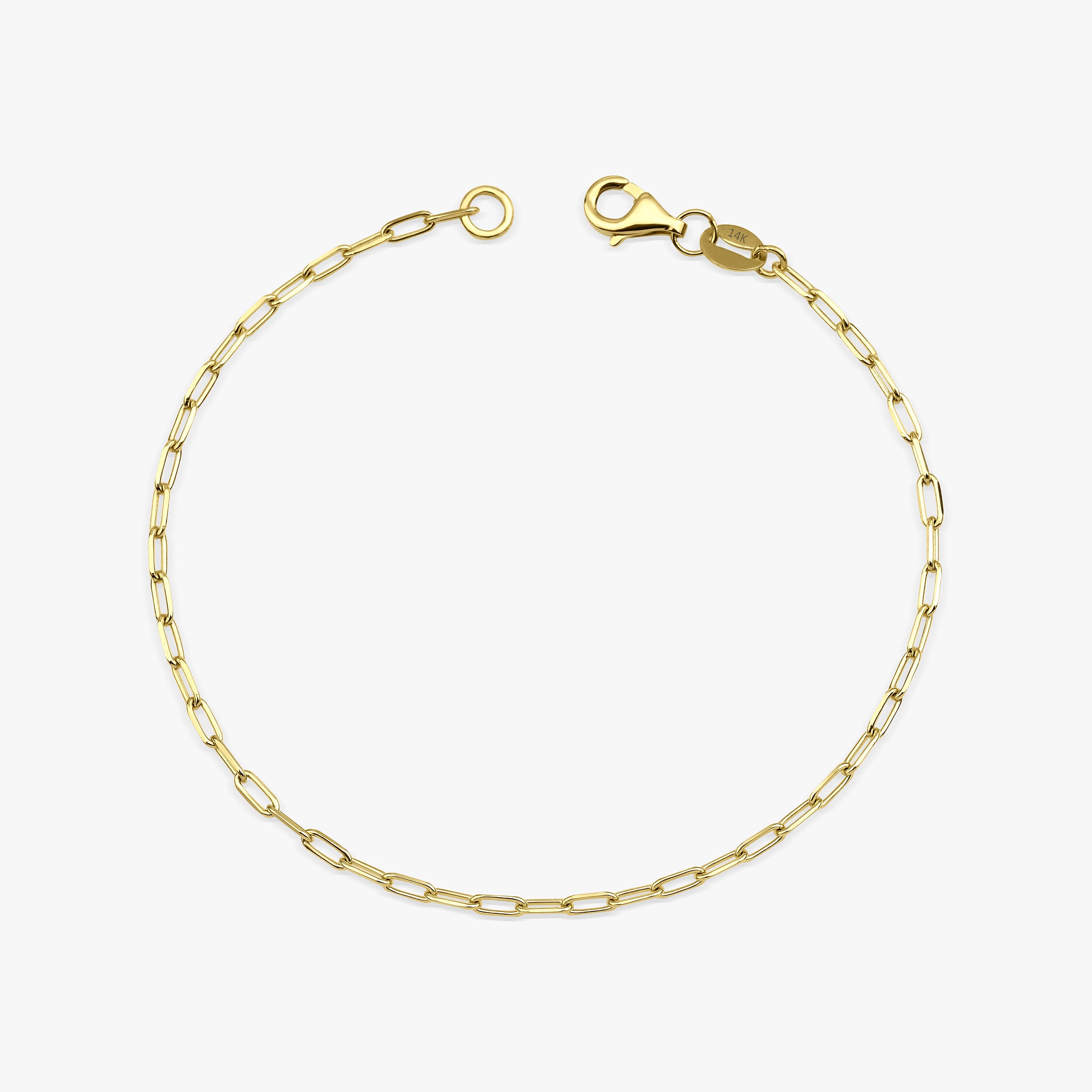 Thin Paperclip Chain Bracelet in 14K Gold
