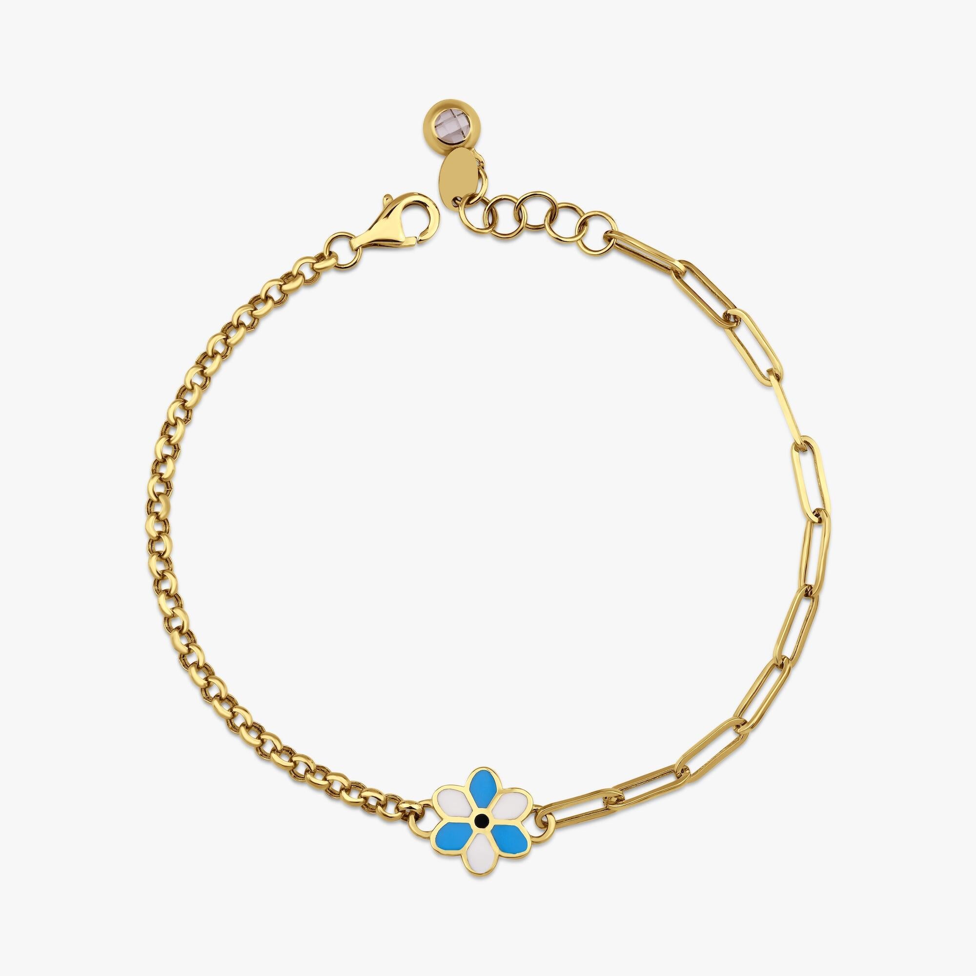 Flower Charm Bracelet in 14K Gold