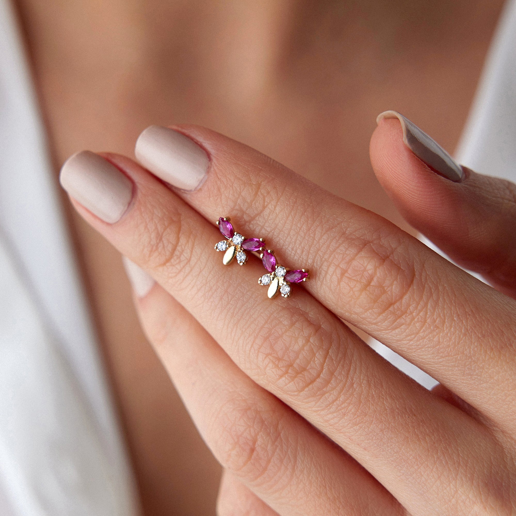 Butterfly Stud Earrings in 14K Gold