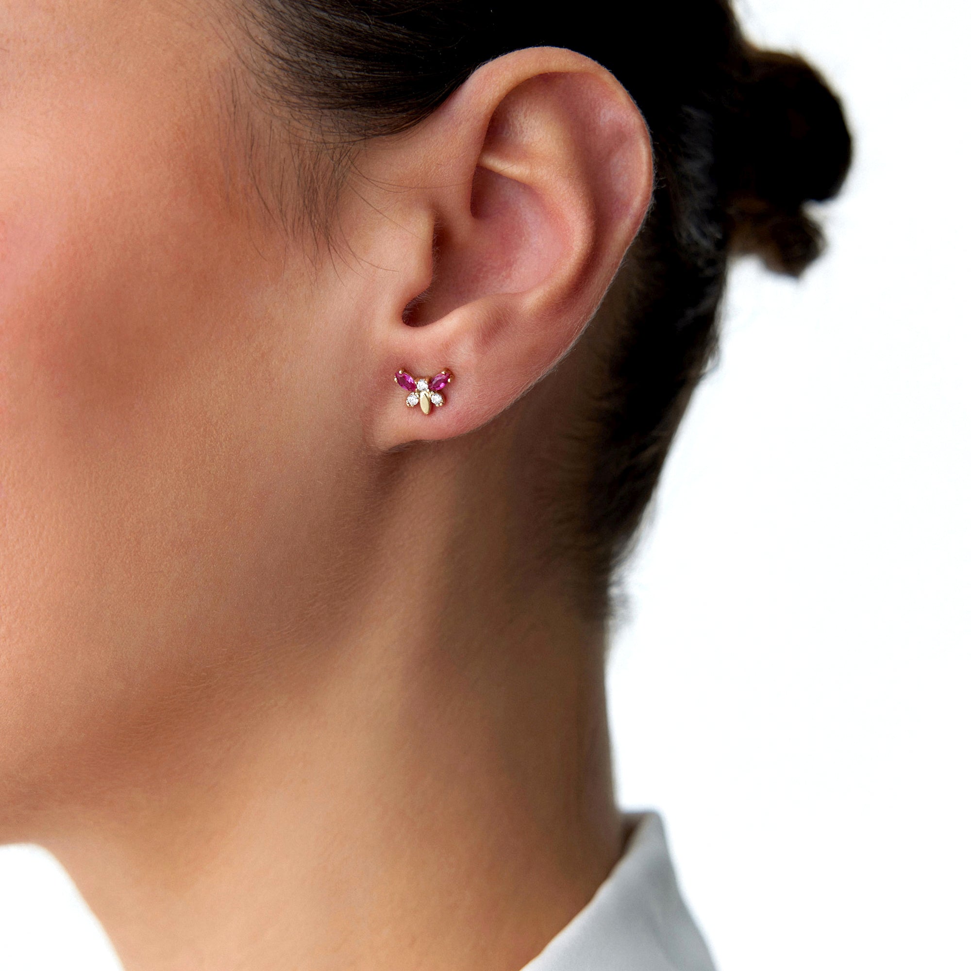 Butterfly Stud Earrings in 14K Gold