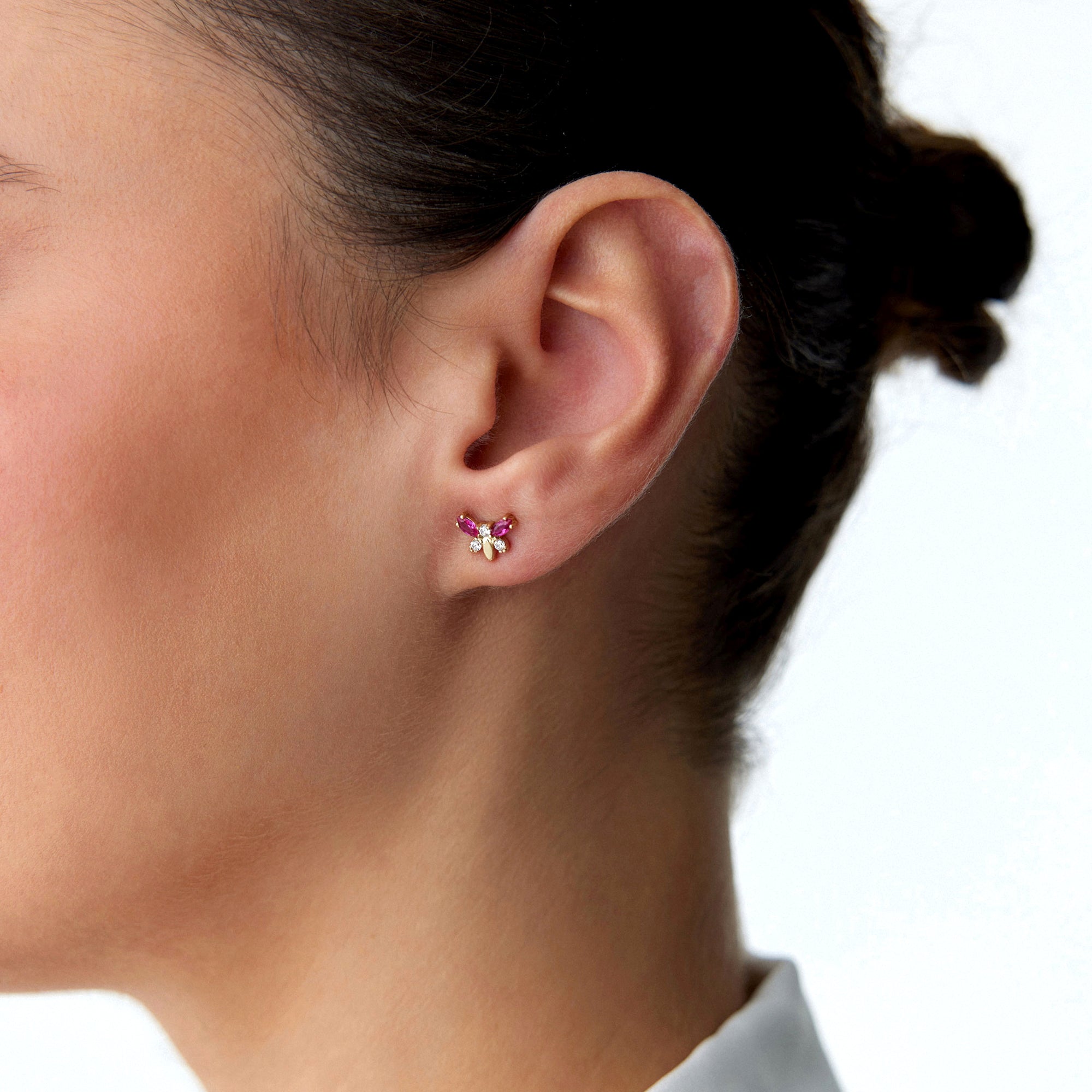 Butterfly Stud Earrings in 14K Gold