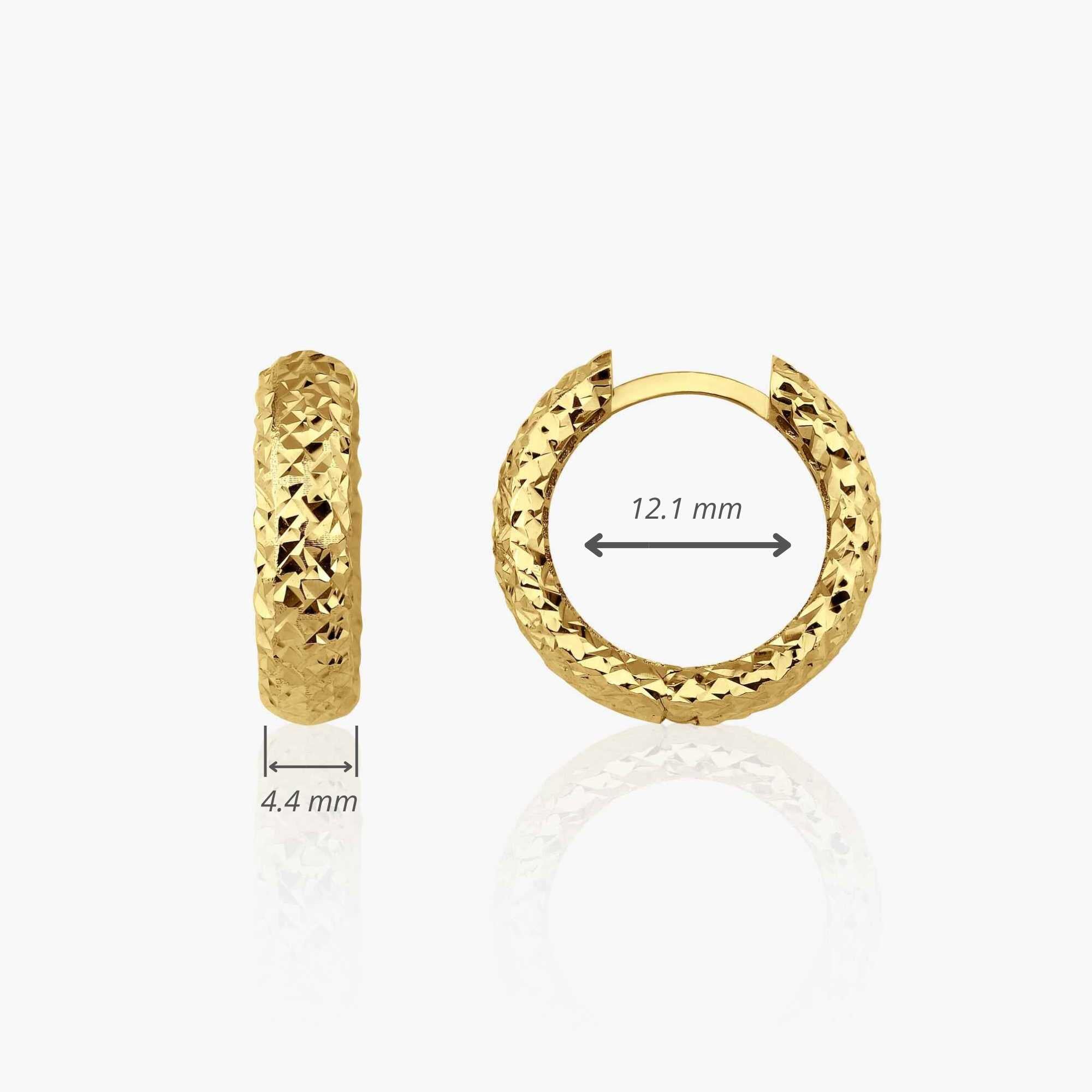 Small Bold Glitter Hoop Earrings in 14K Gold