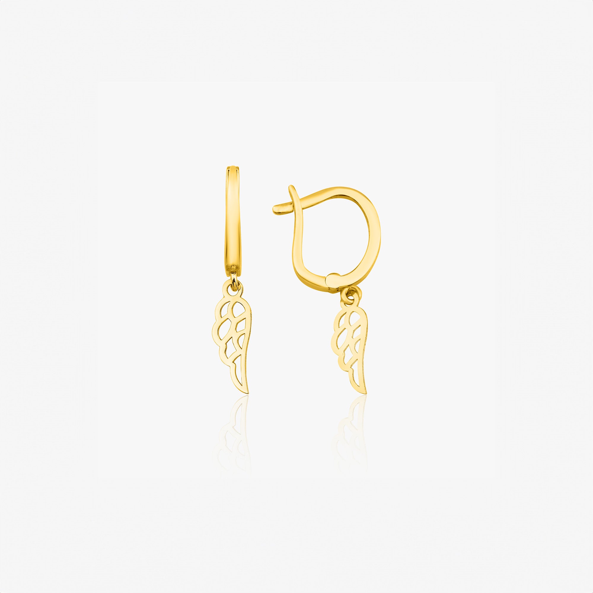 Angel Wing Hoop Earrings in 14K Gold
