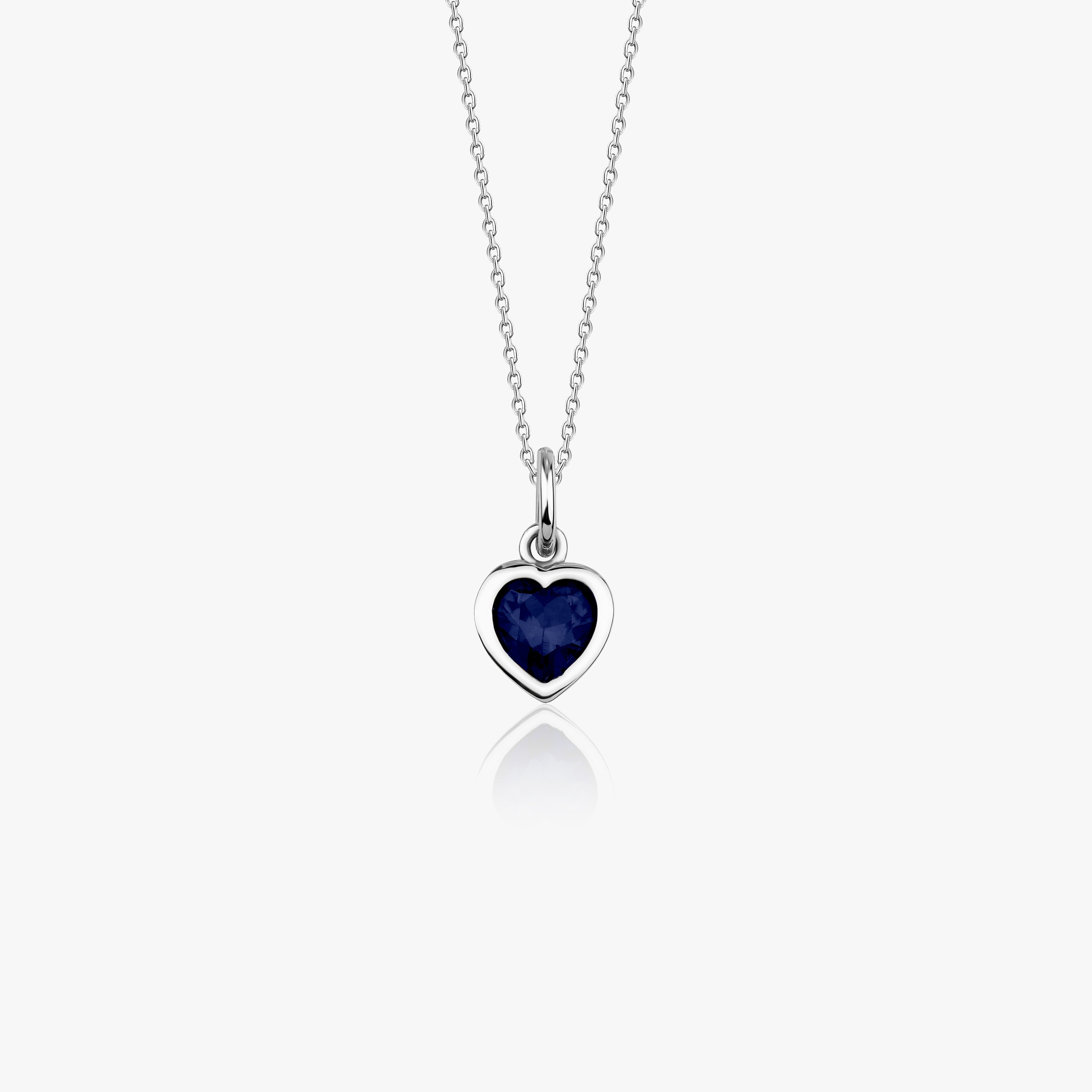 Blue Gemstone Heart Necklace in 14K Gold