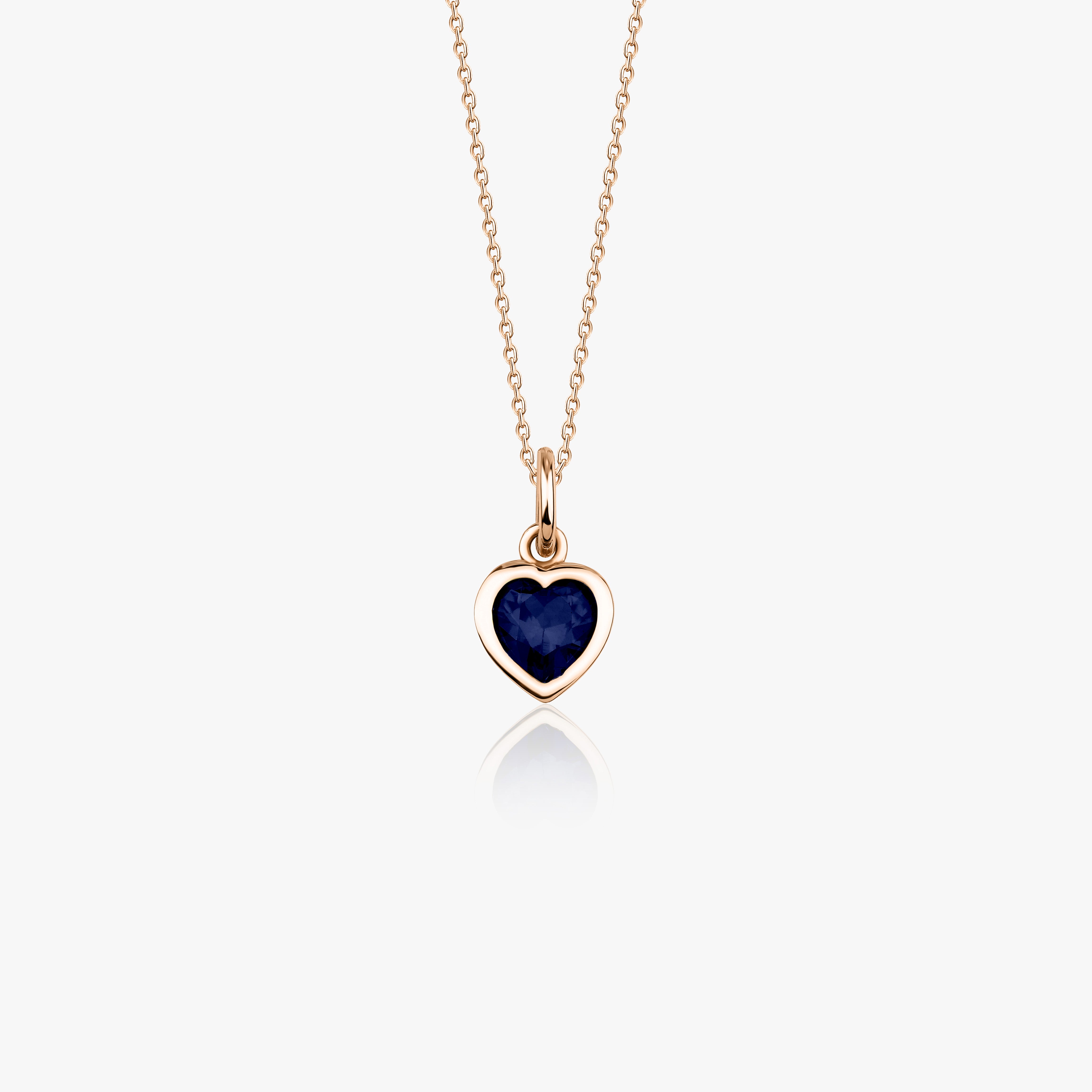 Blue Gemstone Heart Necklace in 14K Gold