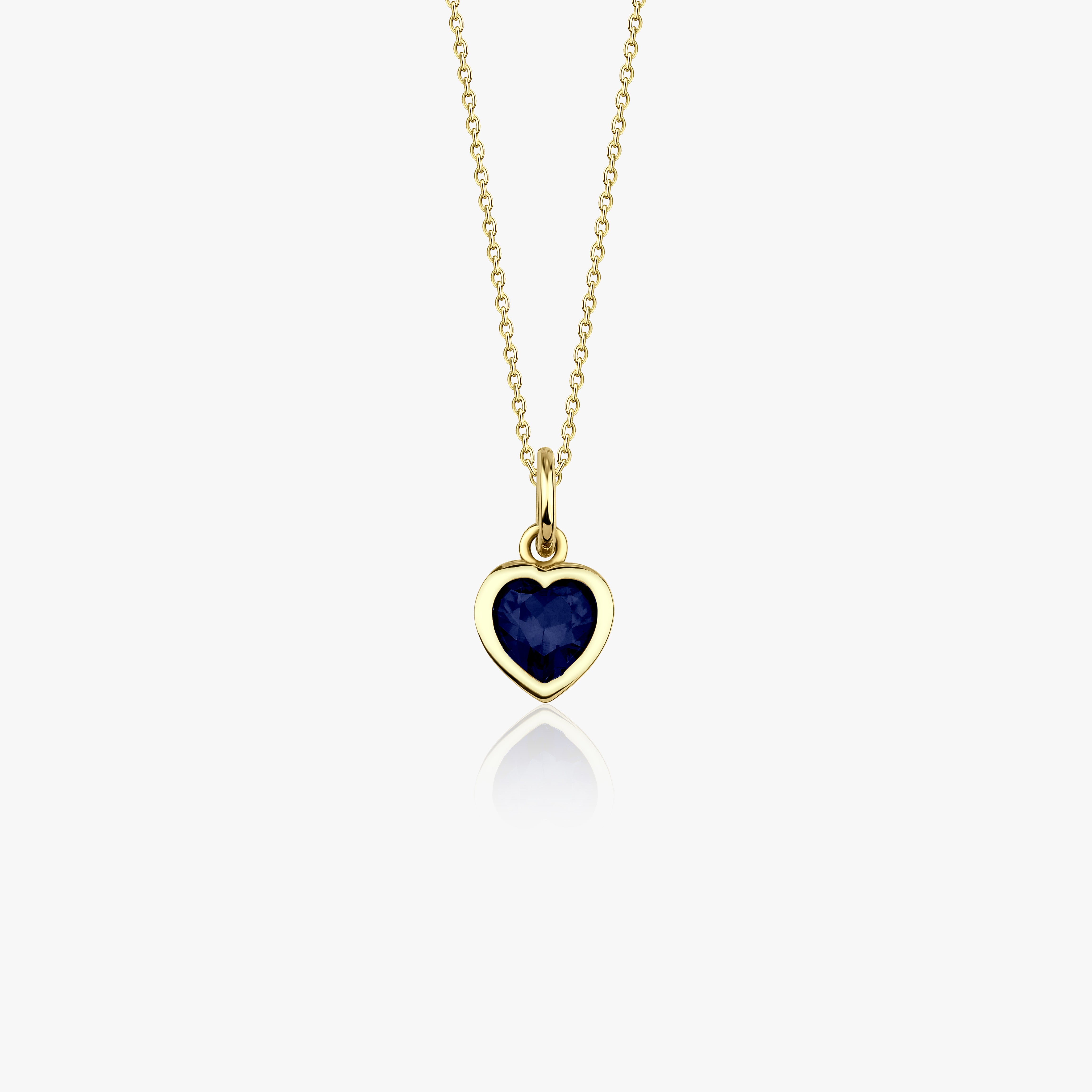Blue Gemstone Heart Necklace in 14K Gold