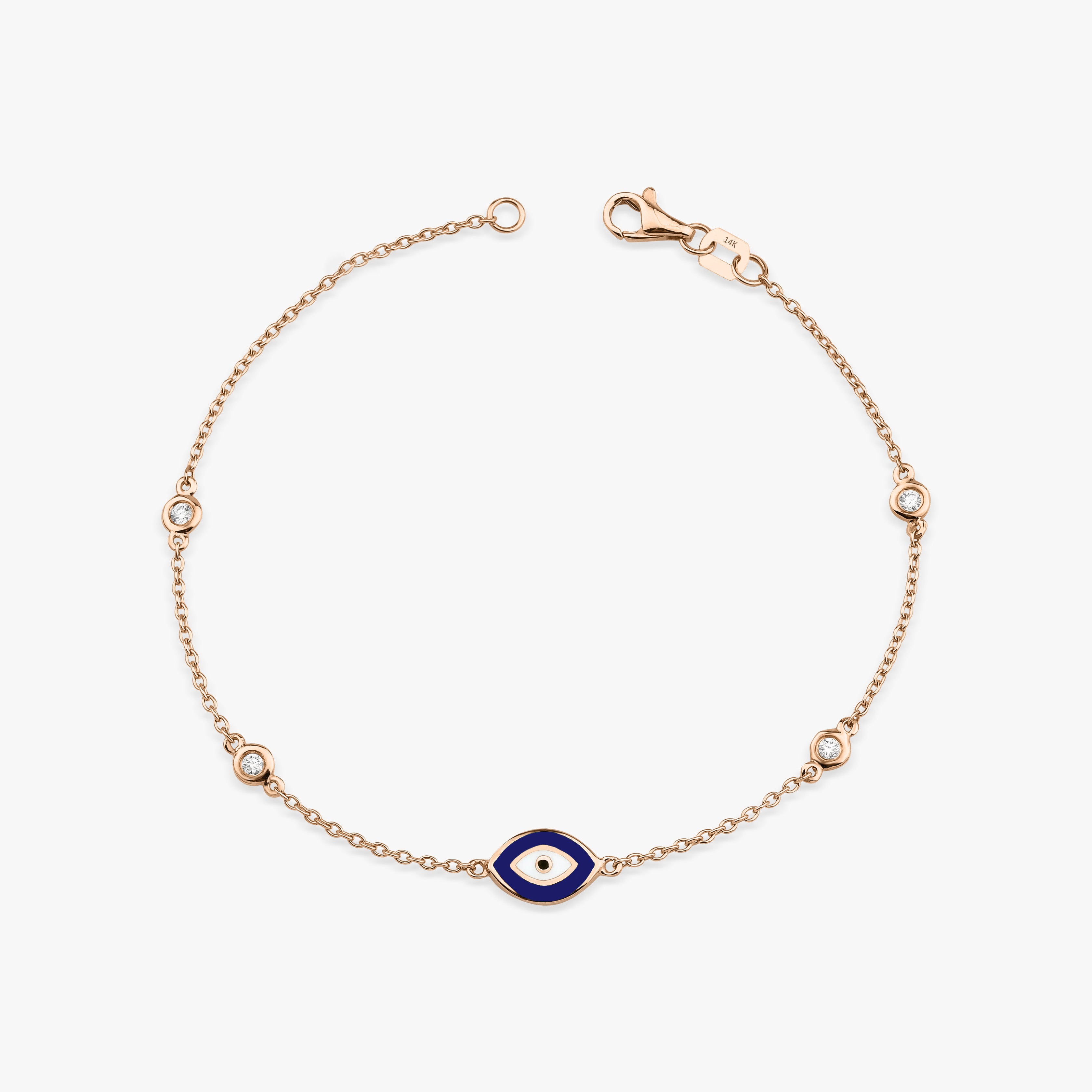 Diamond Evil Eye Bracelet in 14K Gold