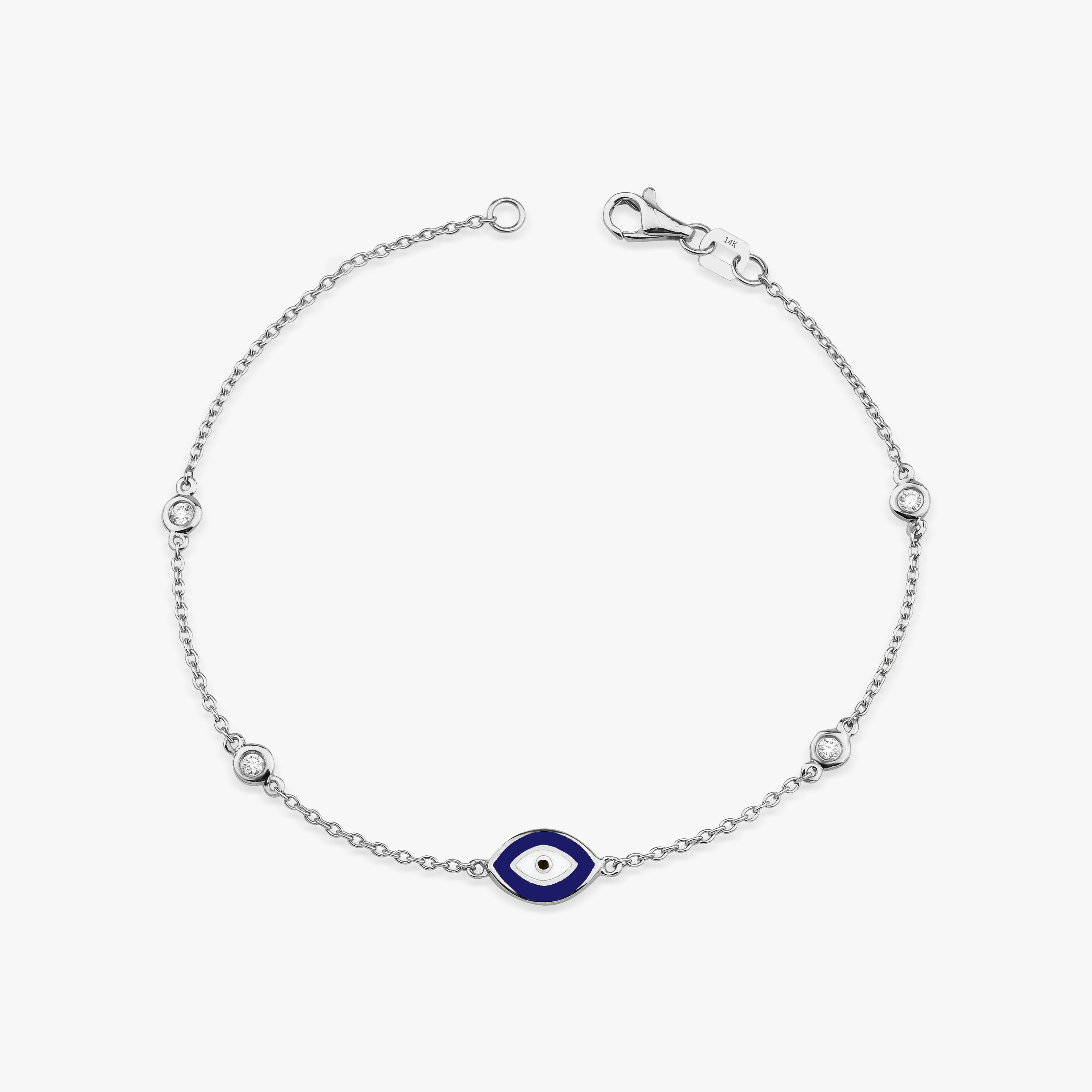 Diamond Evil Eye Bracelet in 14K Gold