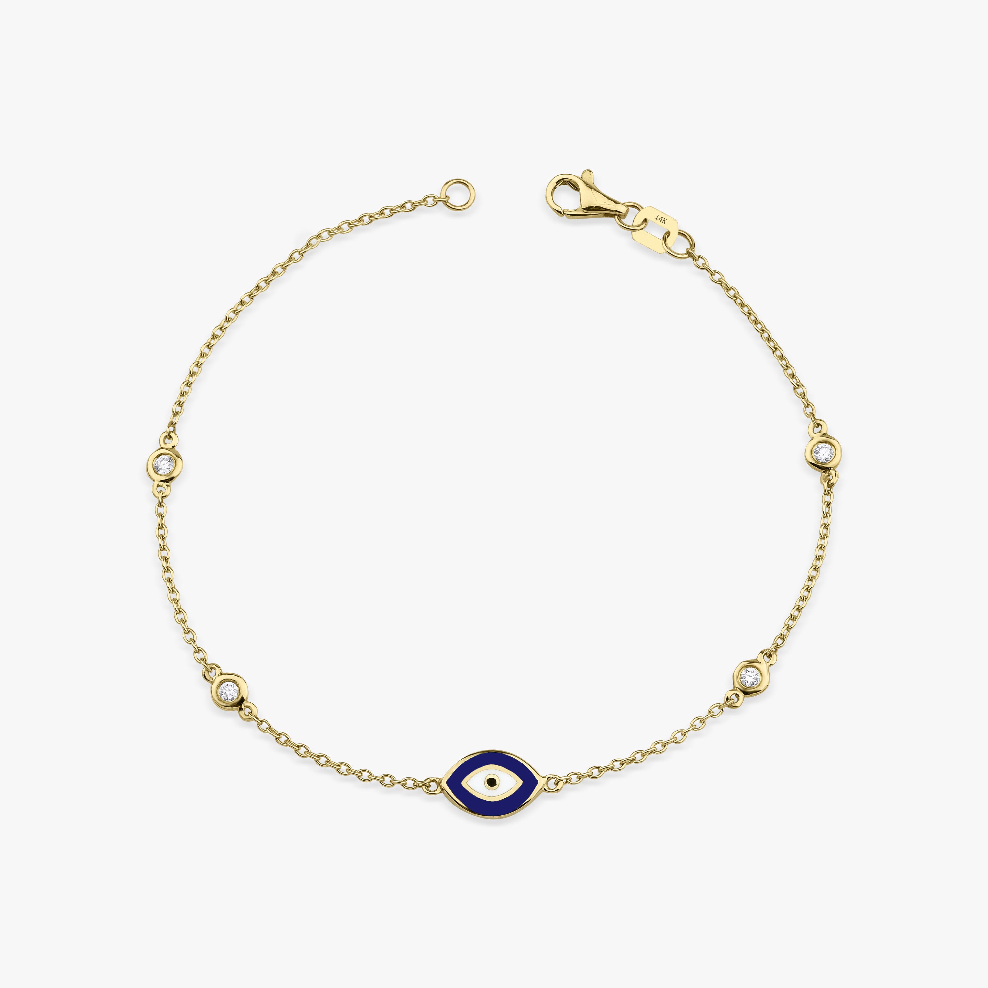 Diamond Evil Eye Bracelet in 14K Gold