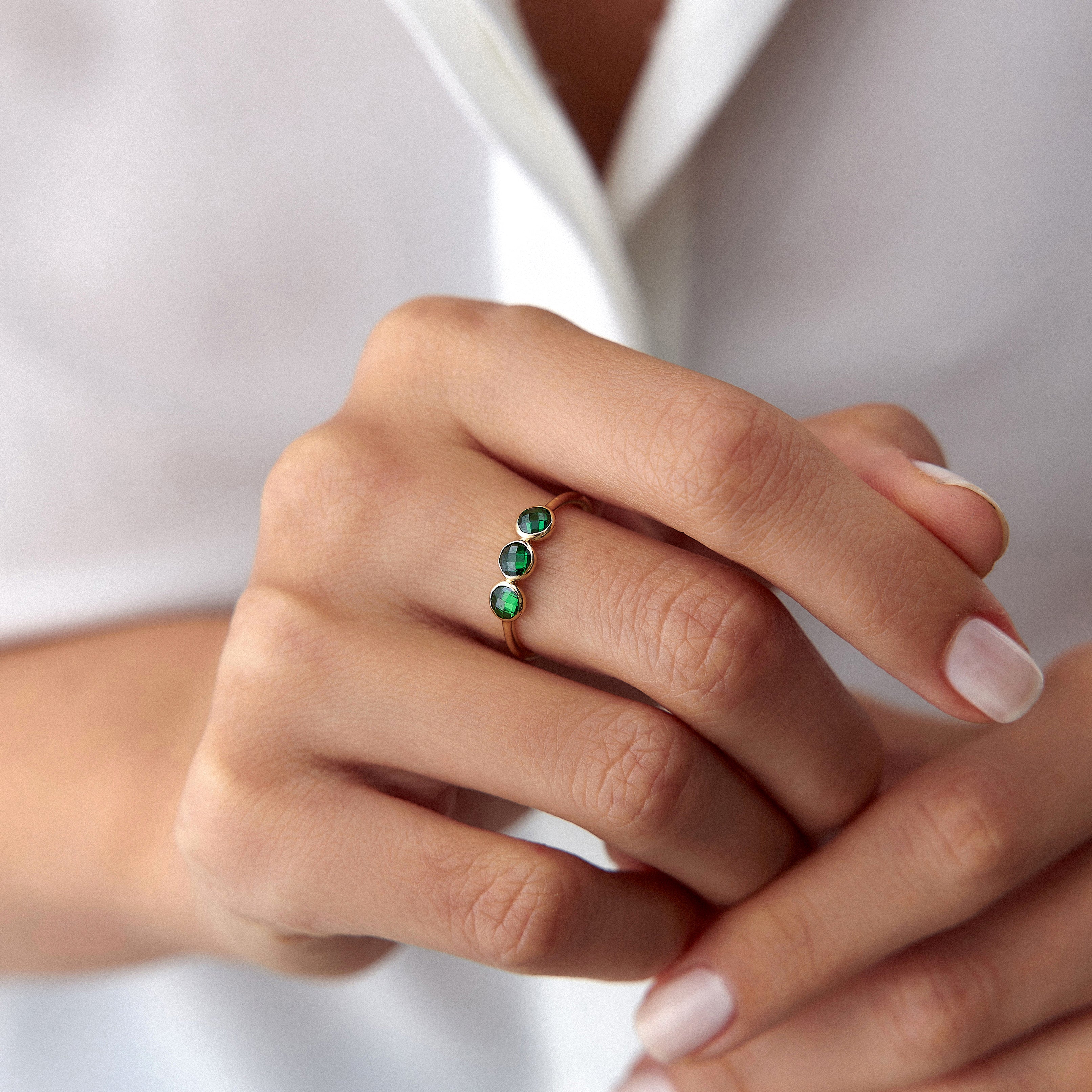 Rose Cut Crystal Ring in 14K Gold