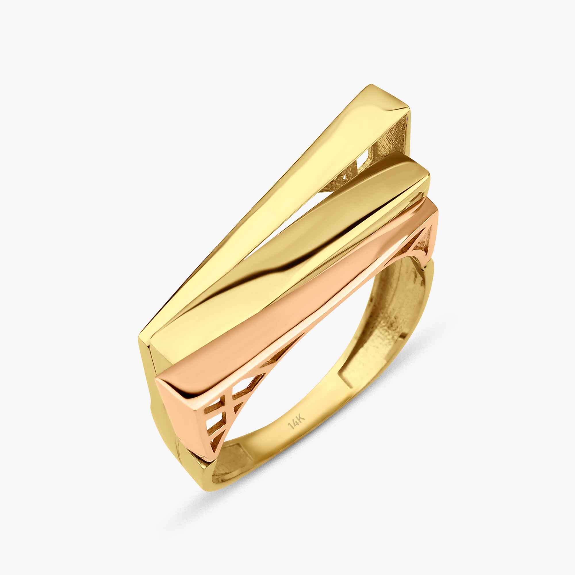 Two Tone Contemporary Ring in 14K Gold
