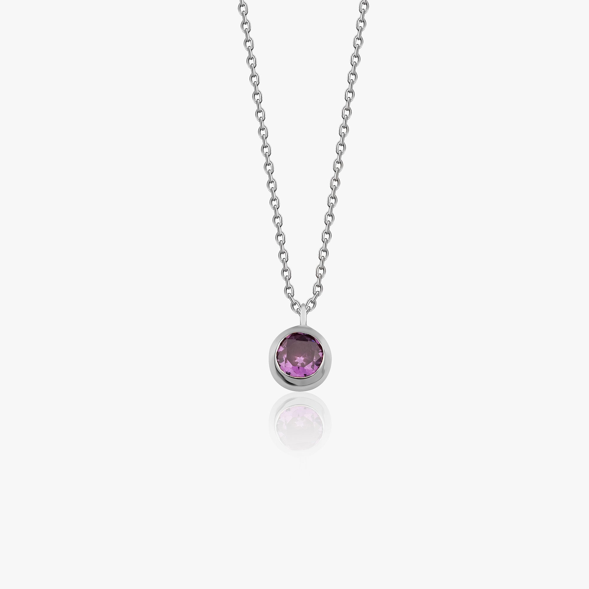 Bezel Set Amethyst Necklace in 14K Gold