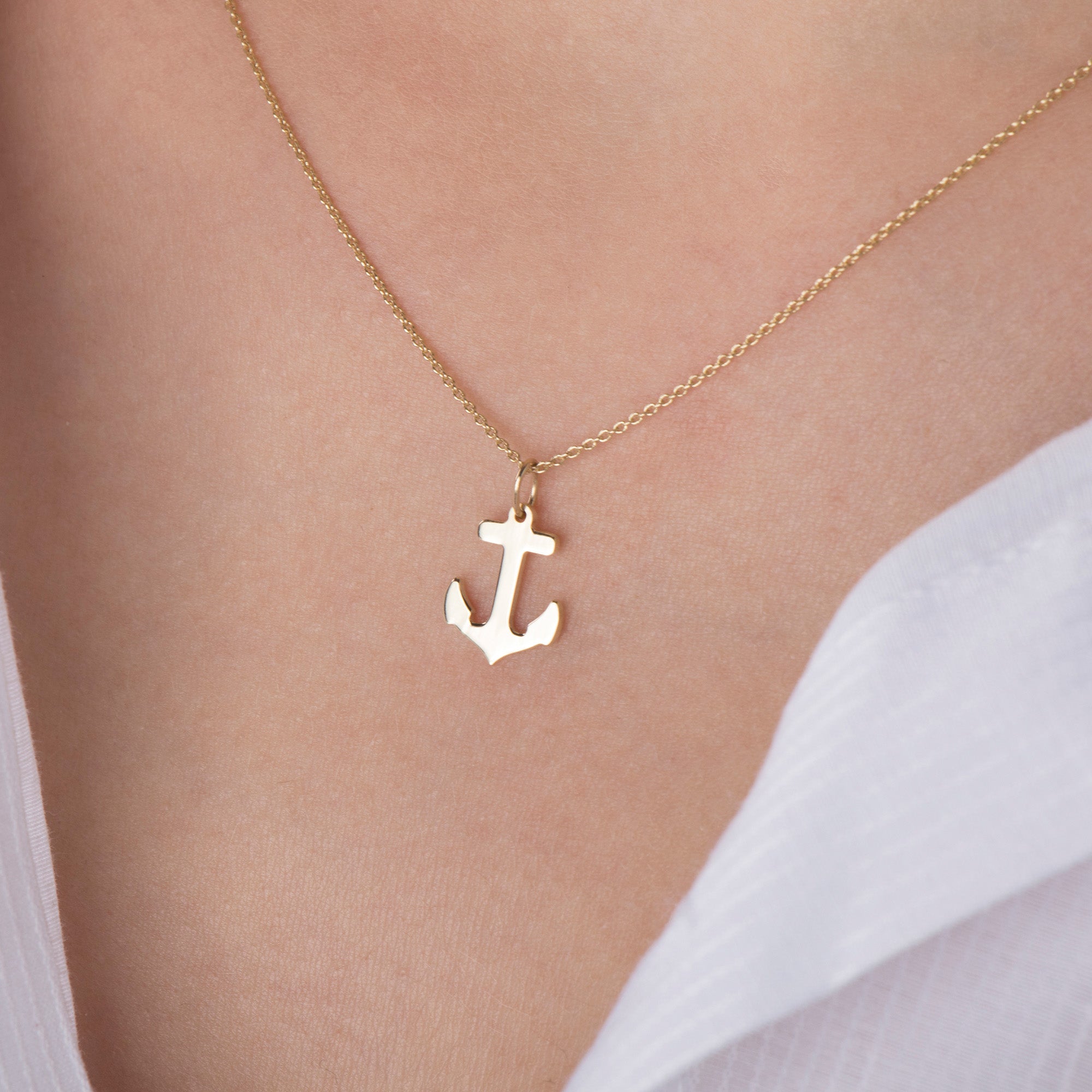 Dainty Anchor Charm in 14K Gold