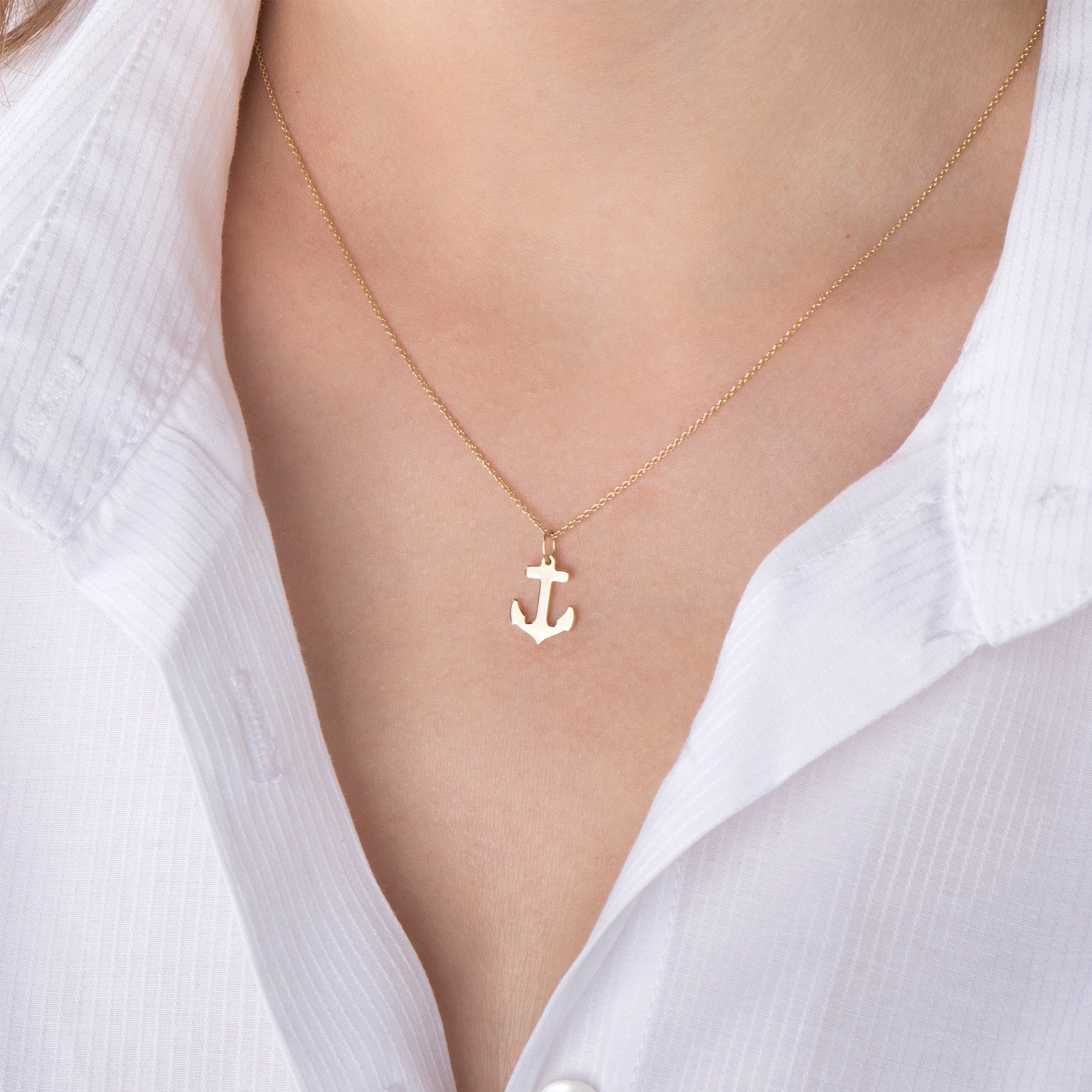 Dainty Anchor Charm in 14K Gold
