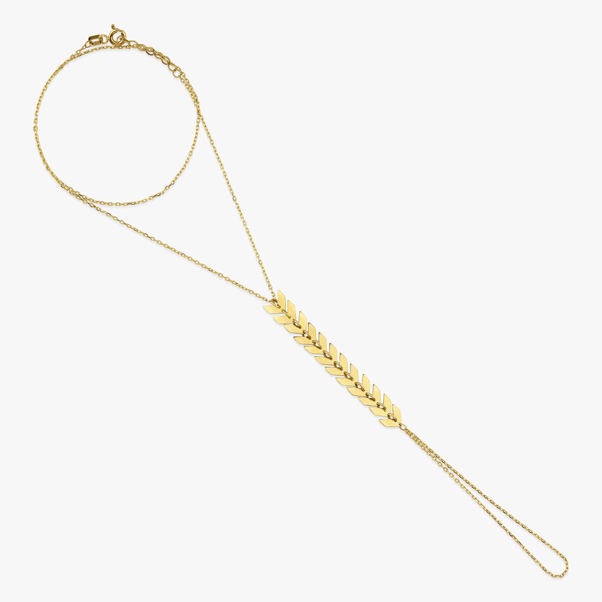 gold chevron hand chain
