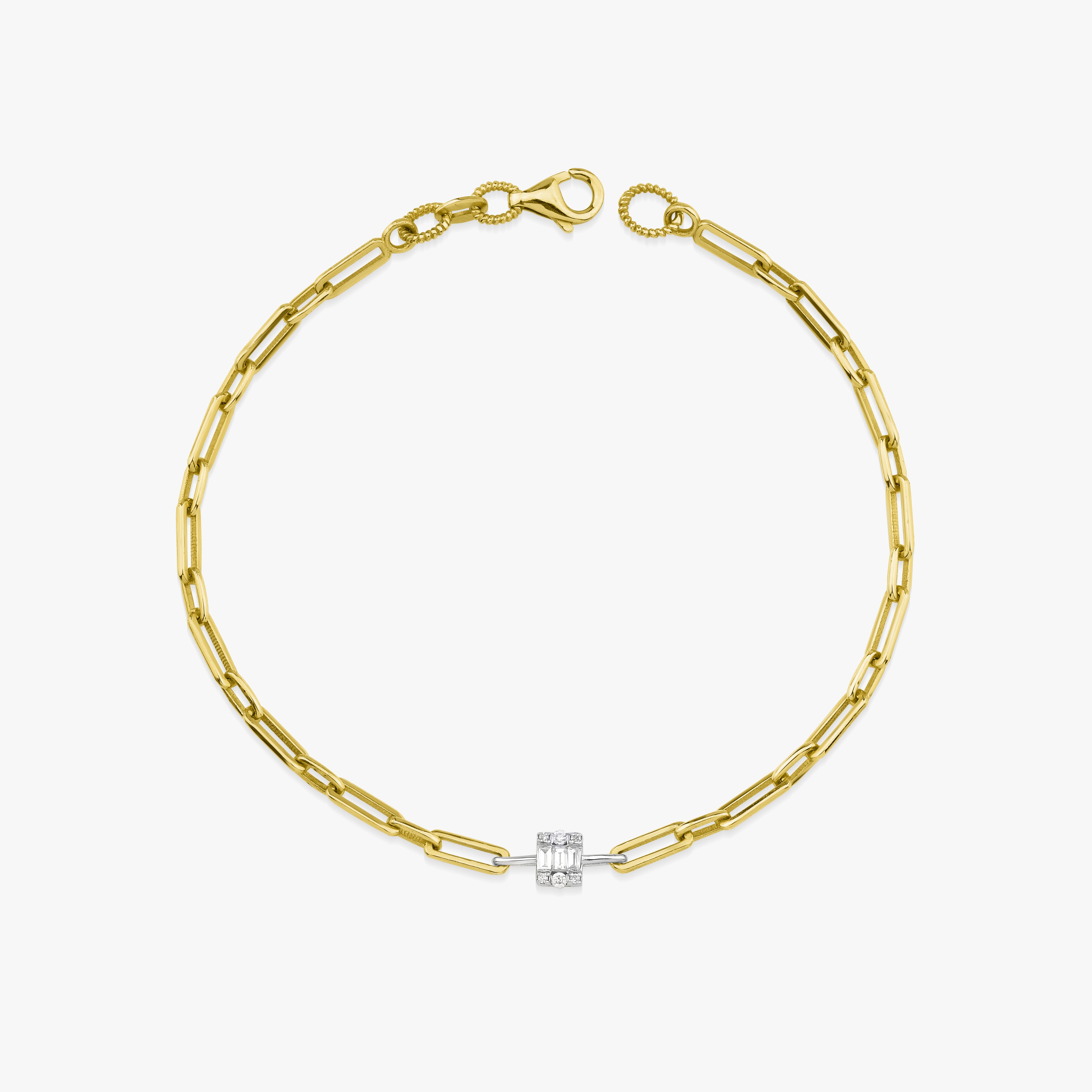 Minimal Diamond Baguette Bracelet in 14K Gold