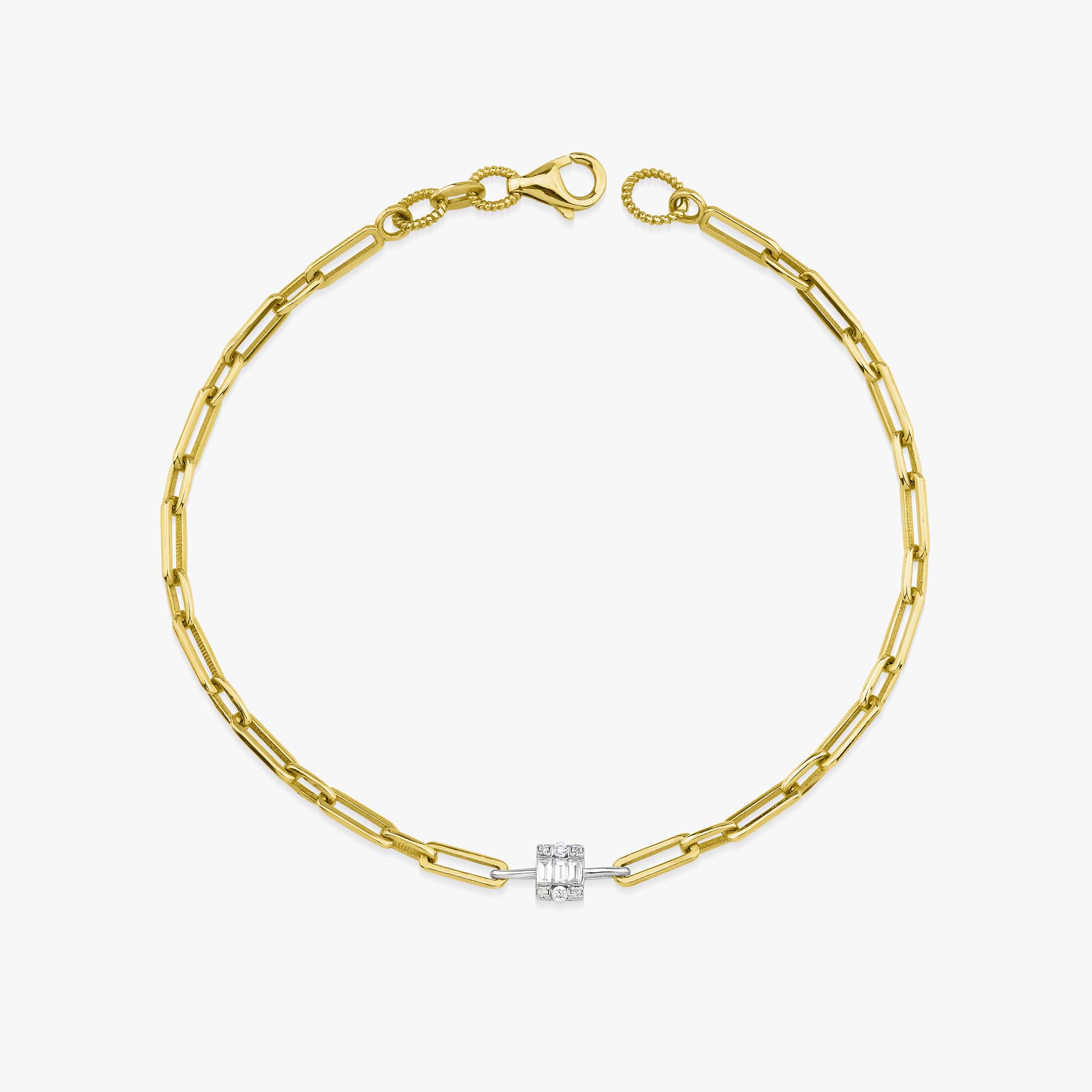 Minimal Diamond Baguette Bracelet in 14K Gold