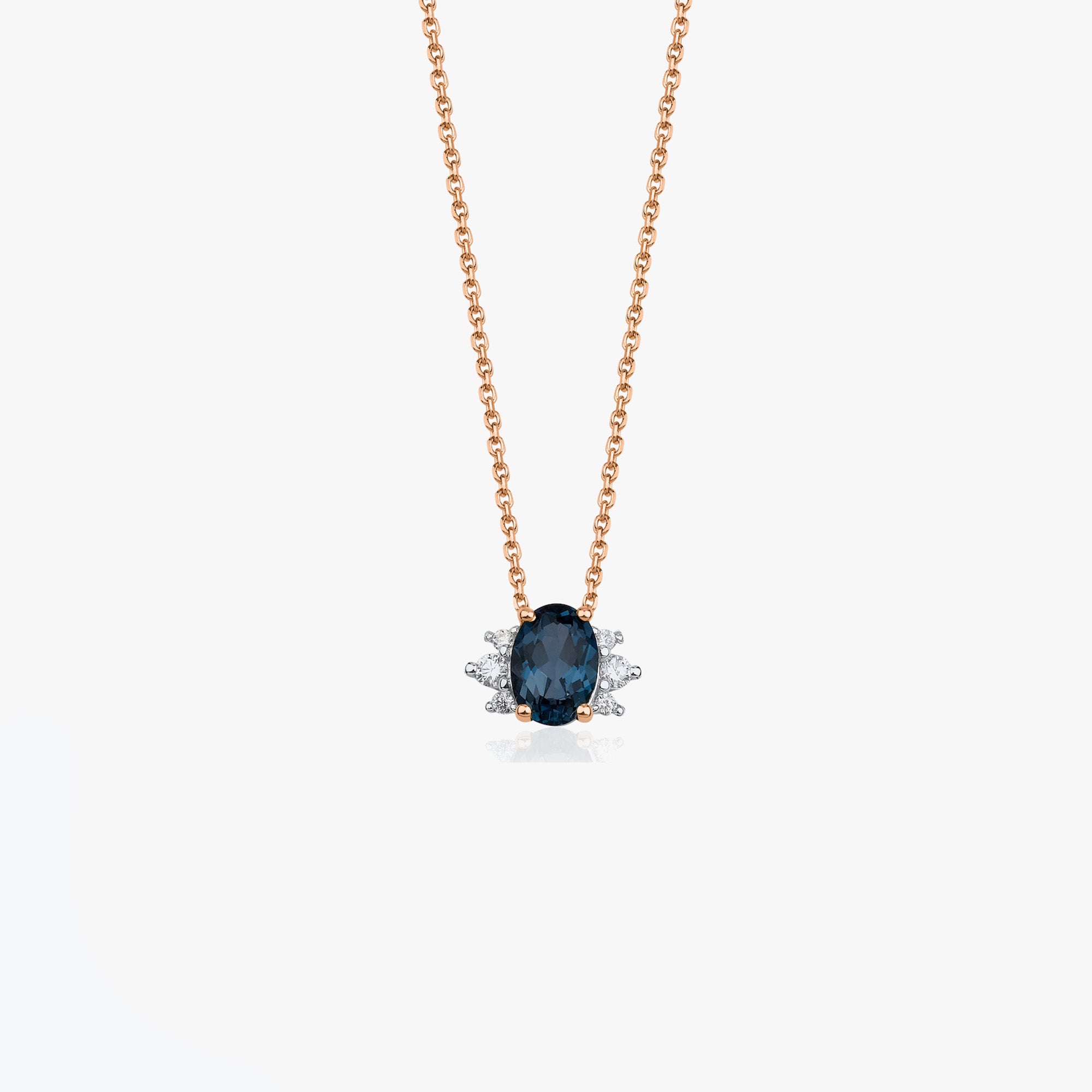 London Blue Topaz and Diamond Necklace in 14K Gold