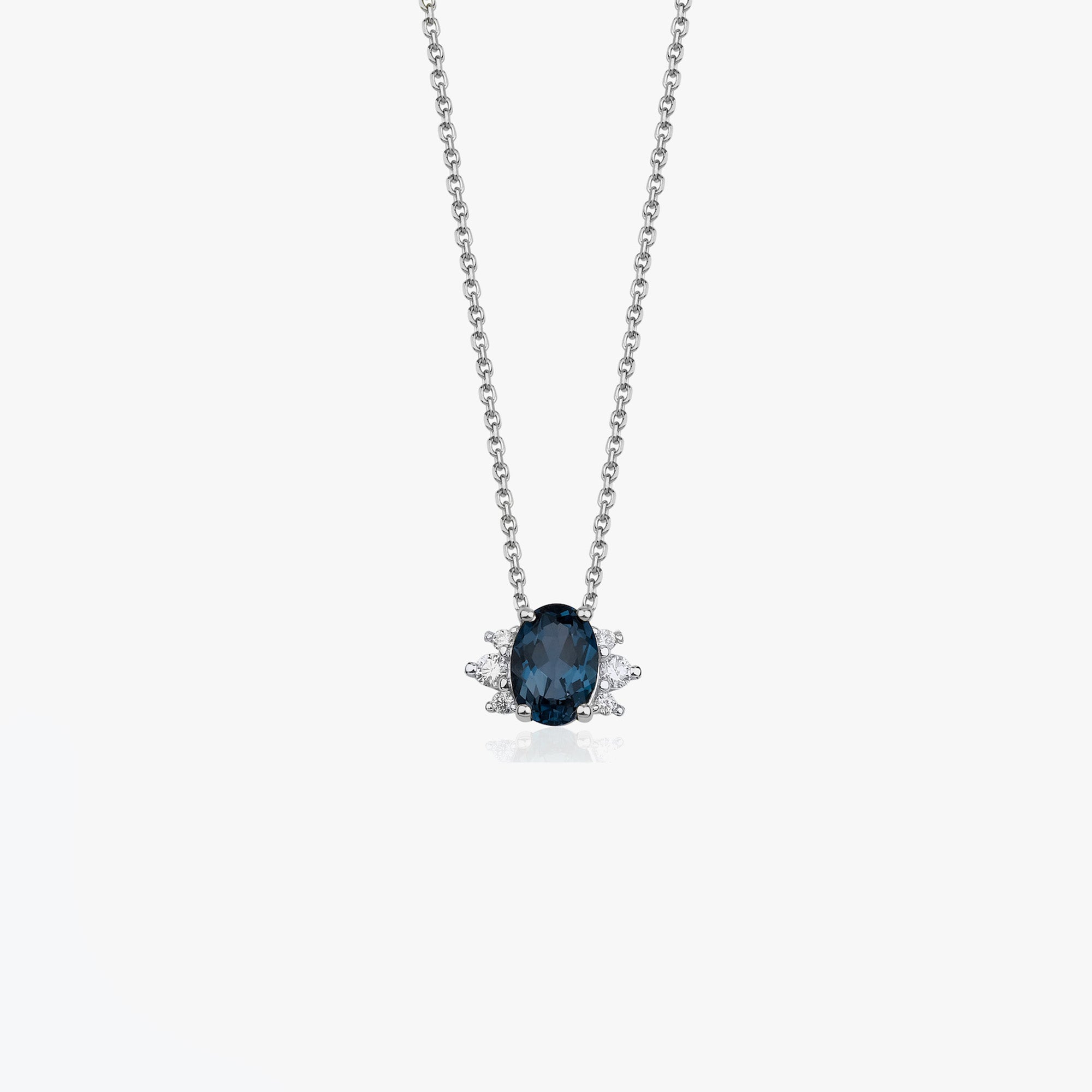 London Blue Topaz and Diamond Necklace in 14K Gold