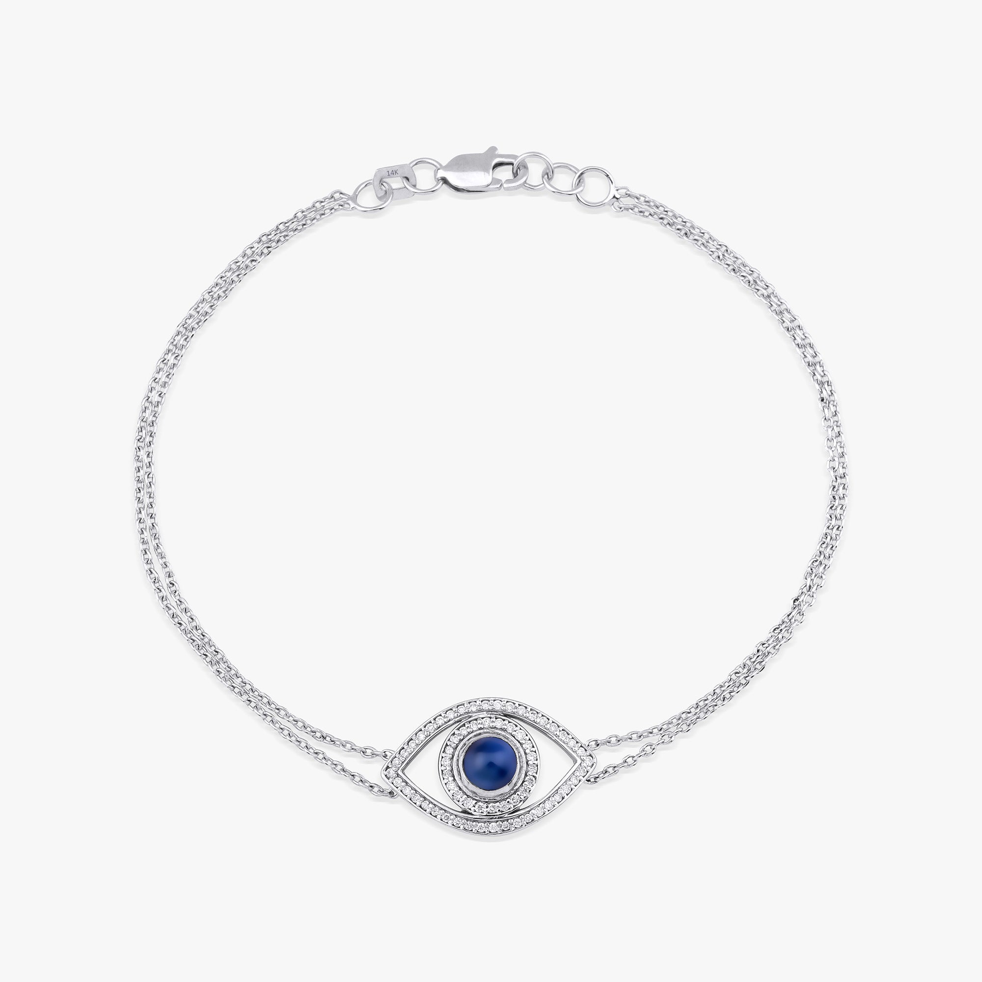 Blue Sapphire and Diamond Evil Eye Bracelet / Medium