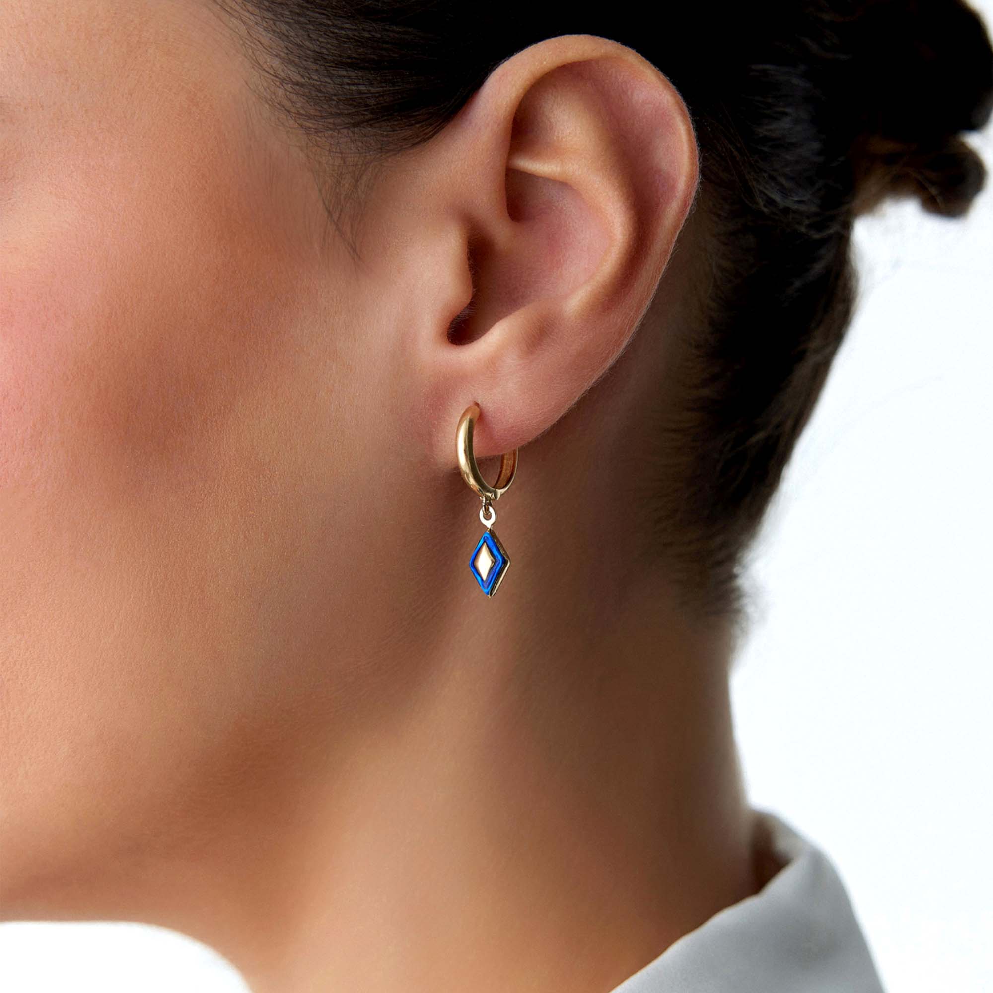 Dimension Dangle Hoops in 14K Gold