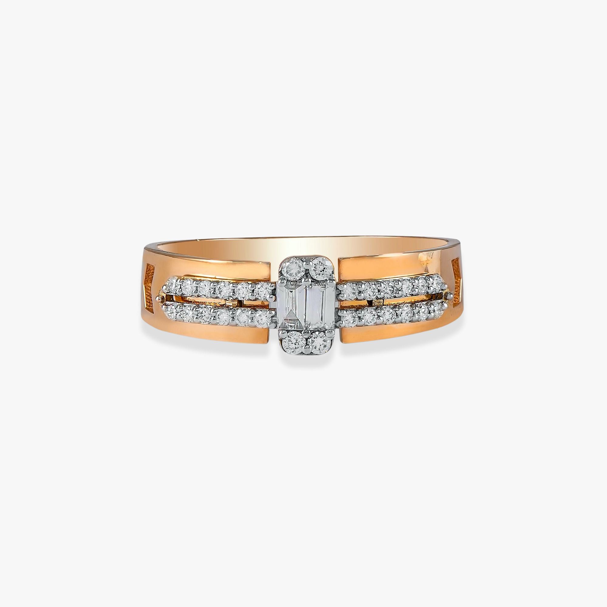 Modern Baguette Diamond Stacking RIng in 14K Gold