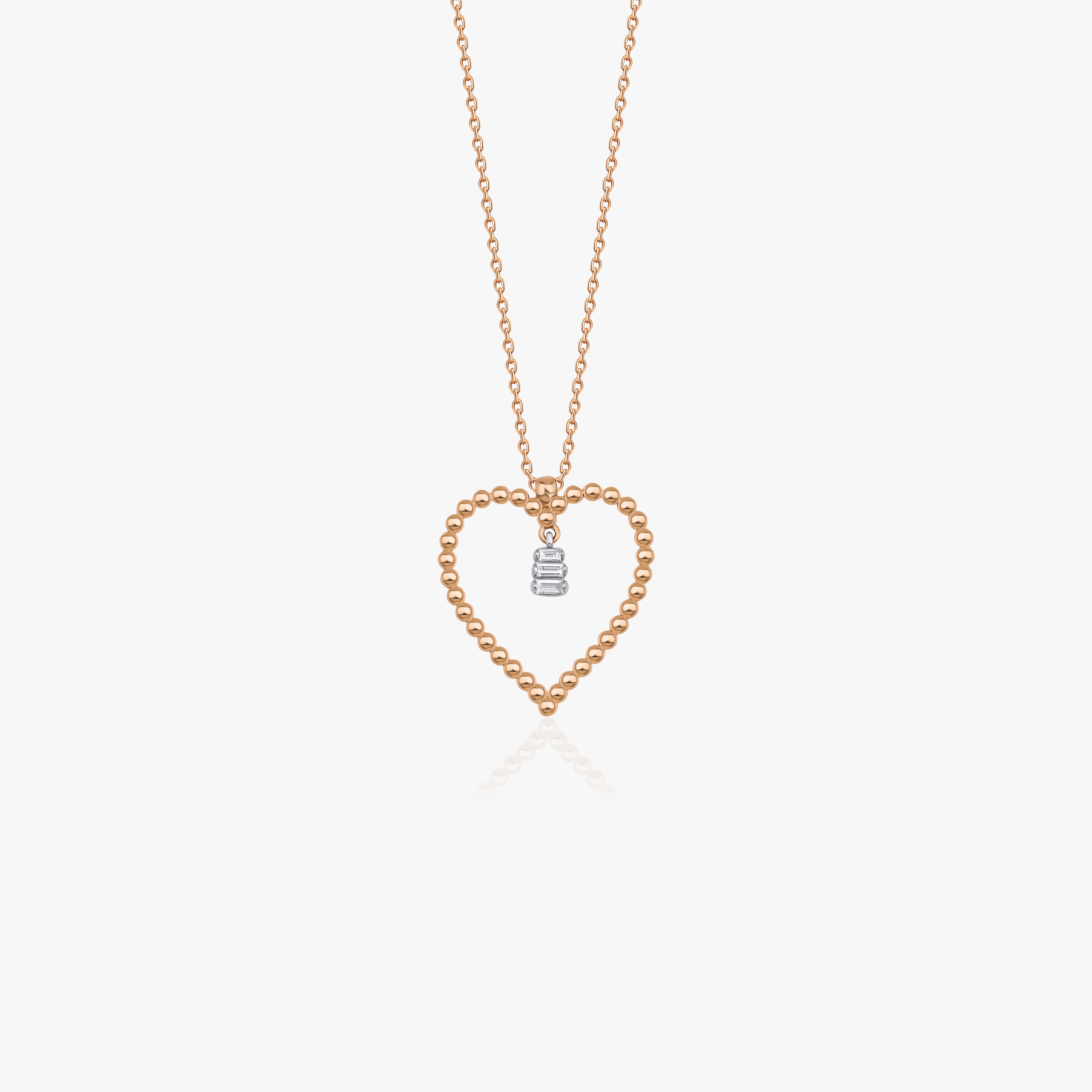 Baguette Diamond Heart Necklace