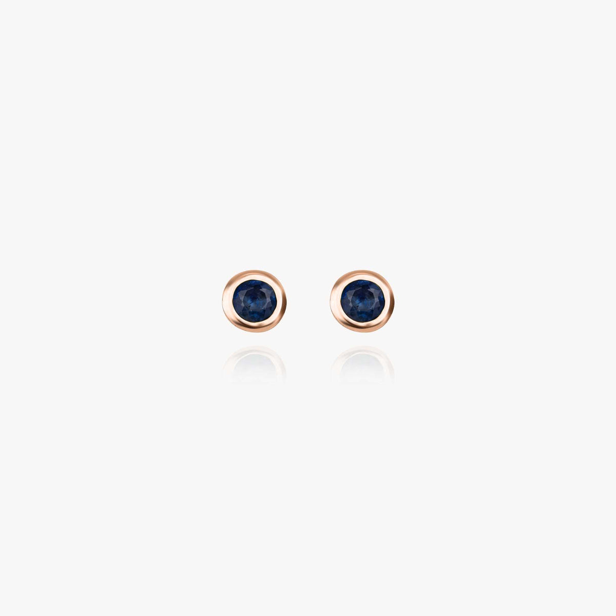Mini Bezel Set Blue Sapphire Studs in 14K Gold