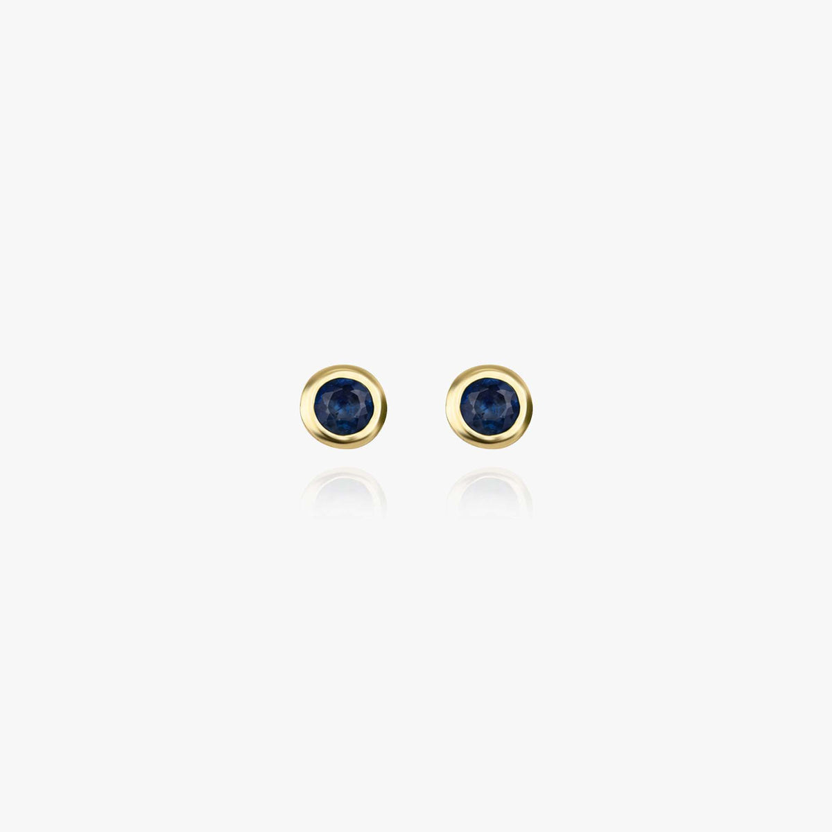 Mini Bezel Set Blue Sapphire Studs in 14K Gold